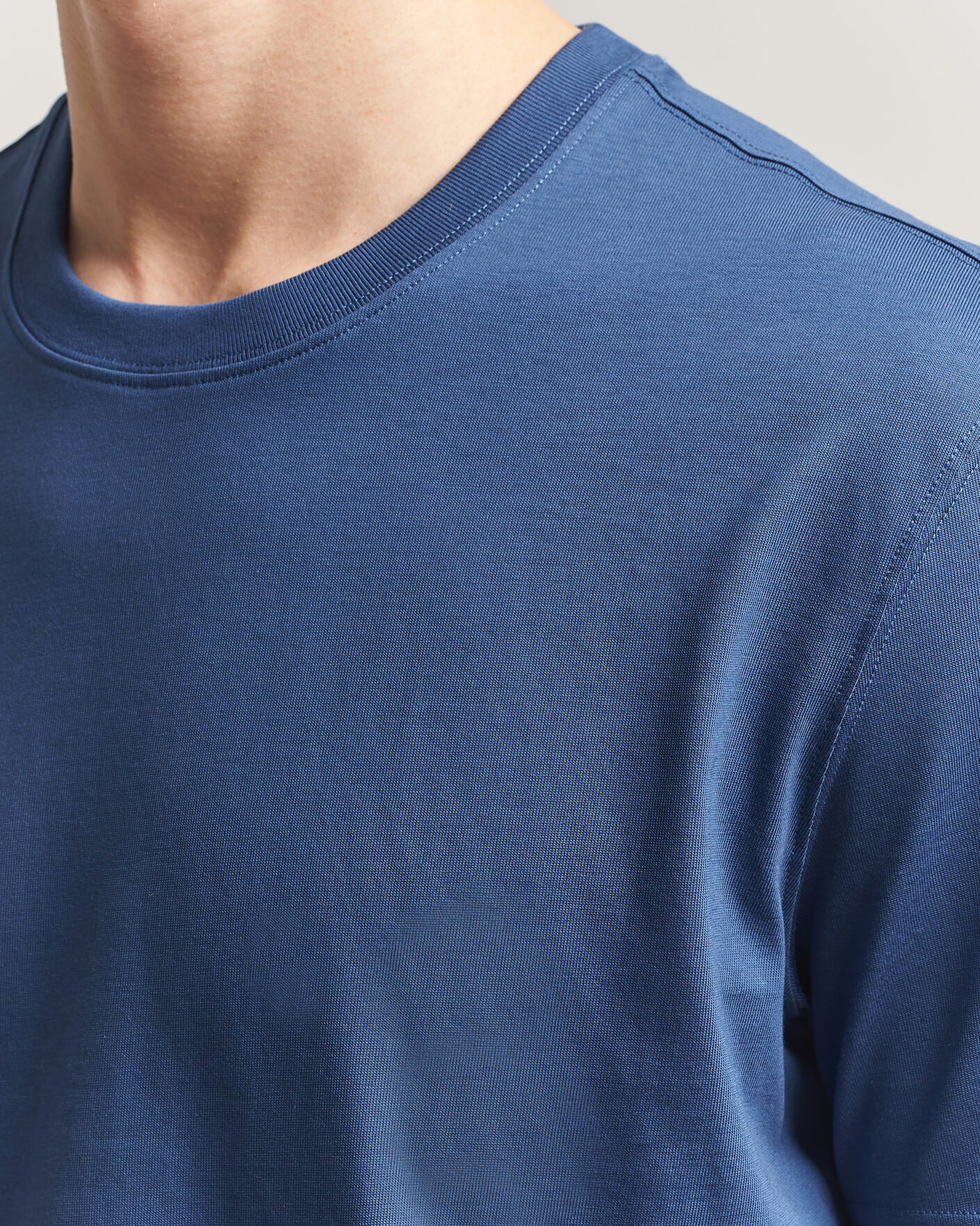 Hombres | Camisetas | Eton | Supima Cotton Crew Neck T-Shirt Mid Blue