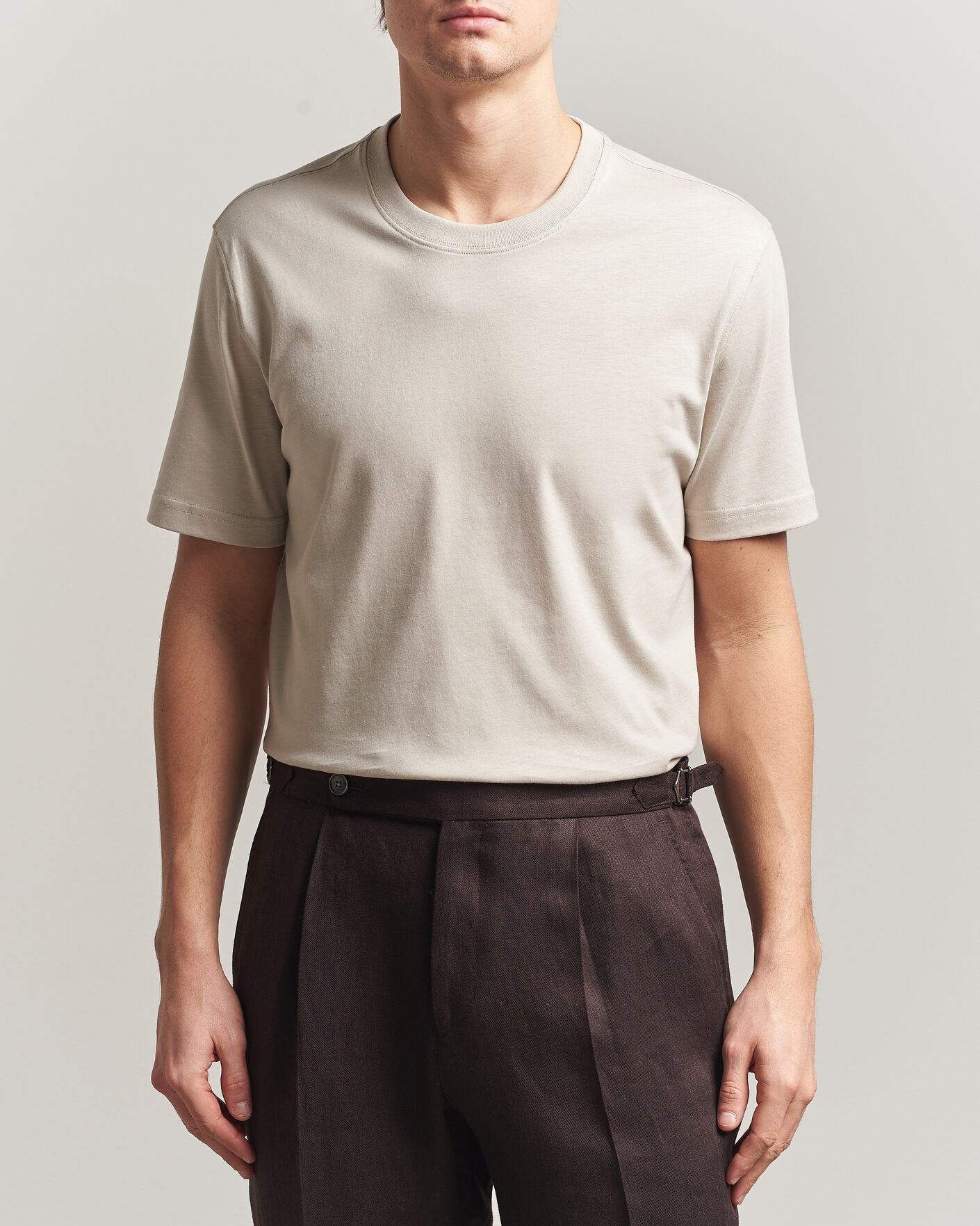 Hombres | Camisetas | Eton | Supima Cotton Crew Neck T-Shirt Beige