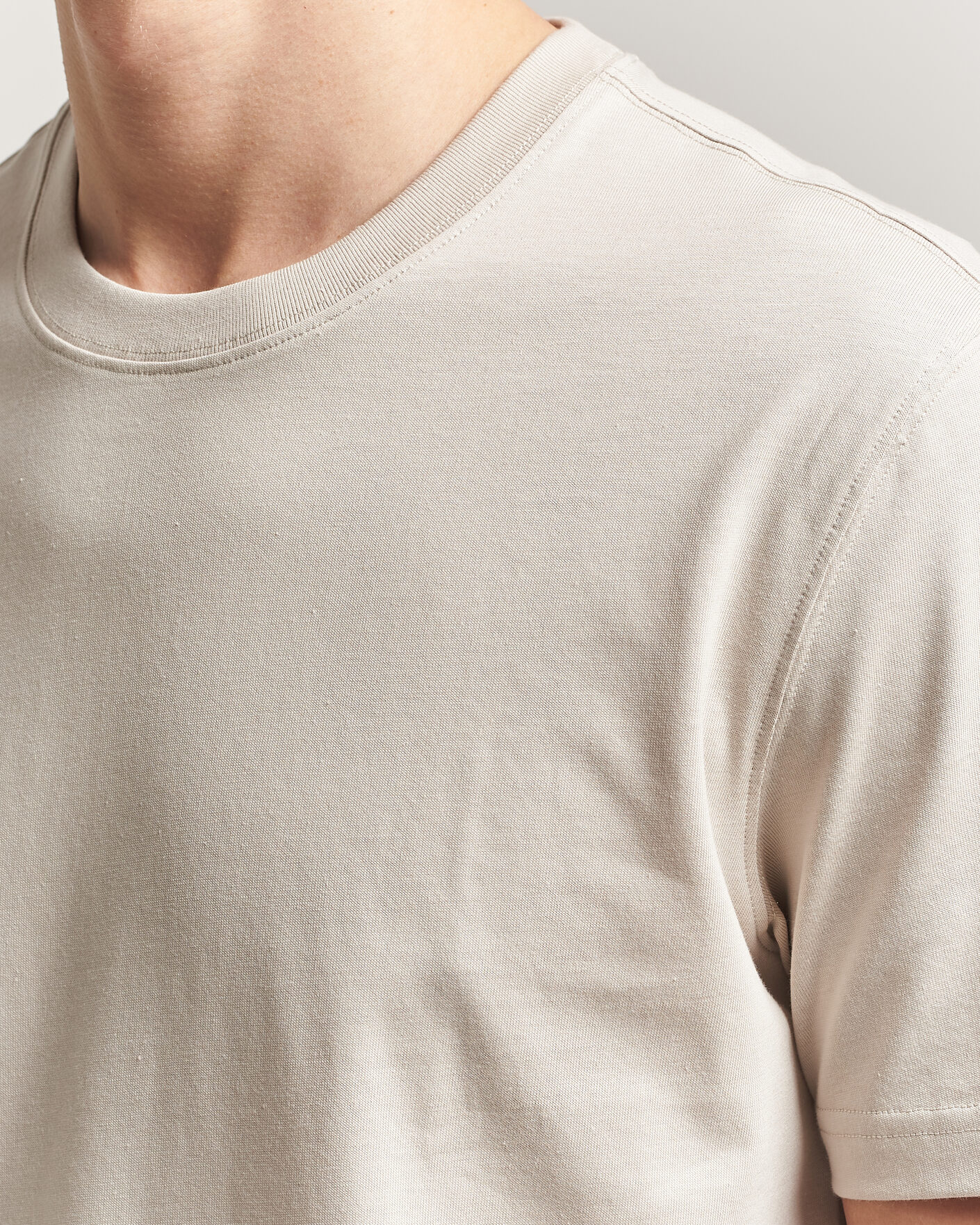 Hombres | Camisetas | Eton | Supima Cotton Crew Neck T-Shirt Beige