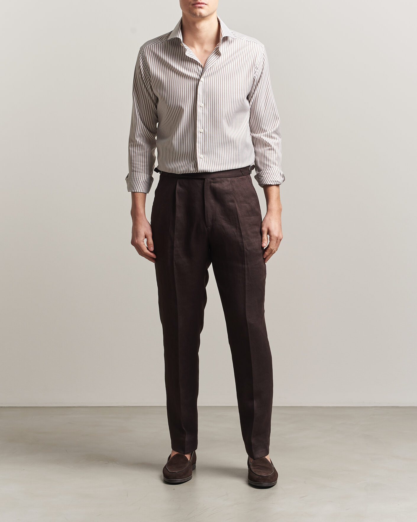 Hombres | Camisas | Eton | Slim Fit Signature Oxford Striped Shirt Beige