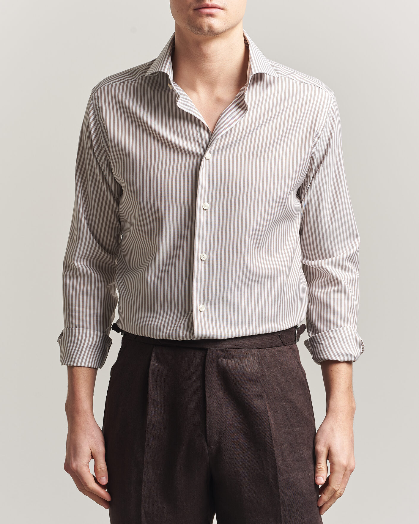 Hombres | Camisas | Eton | Slim Fit Signature Oxford Striped Shirt Beige
