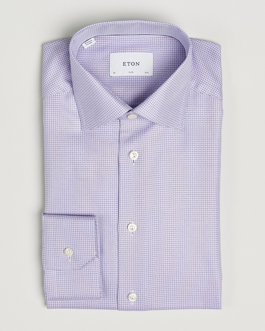 Hombres | Camisas | Eton | Slim Fit Signature Twill Structured Shirt Light Purple