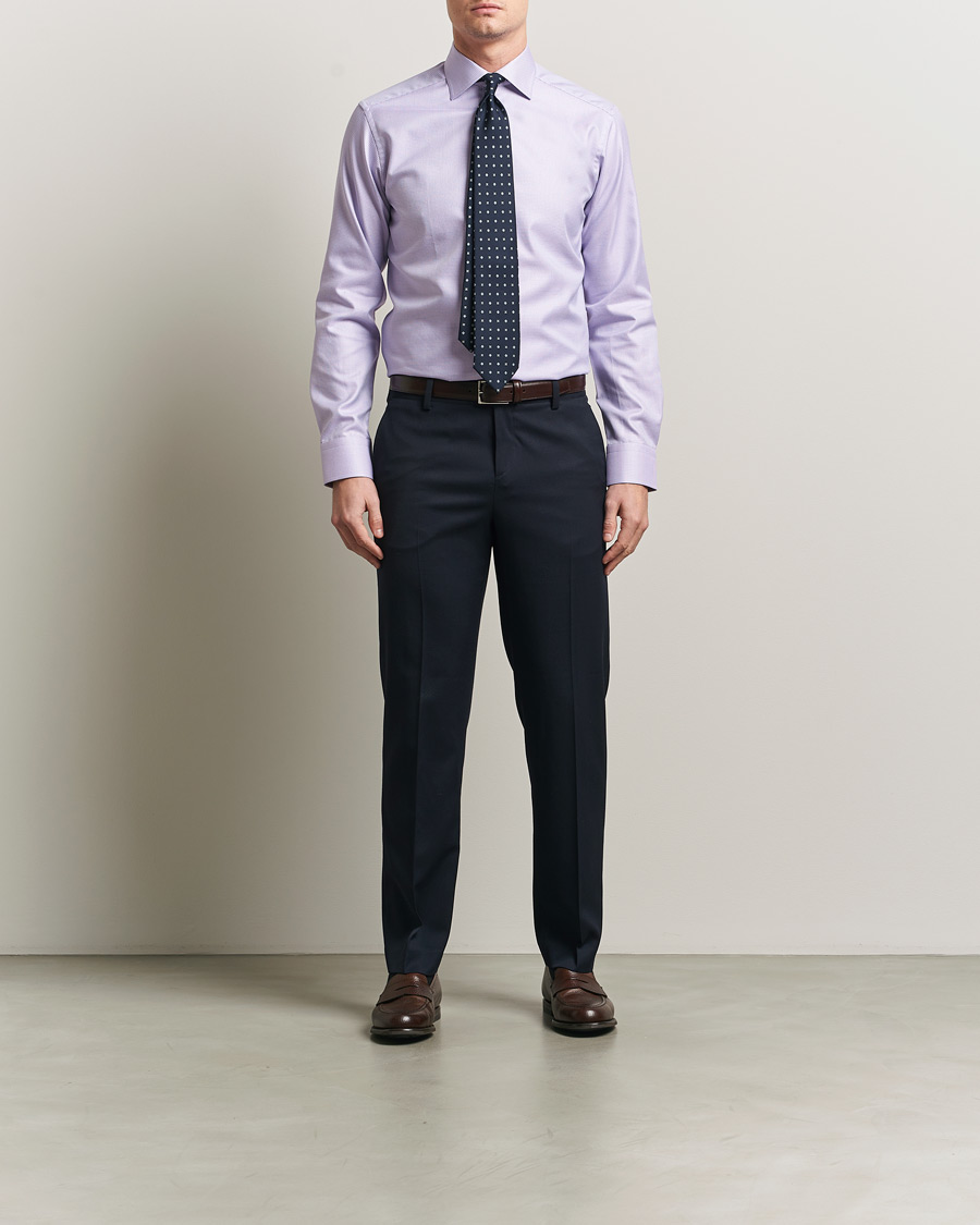Hombres | Camisas | Eton | Slim Fit Signature Twill Structured Shirt Light Purple