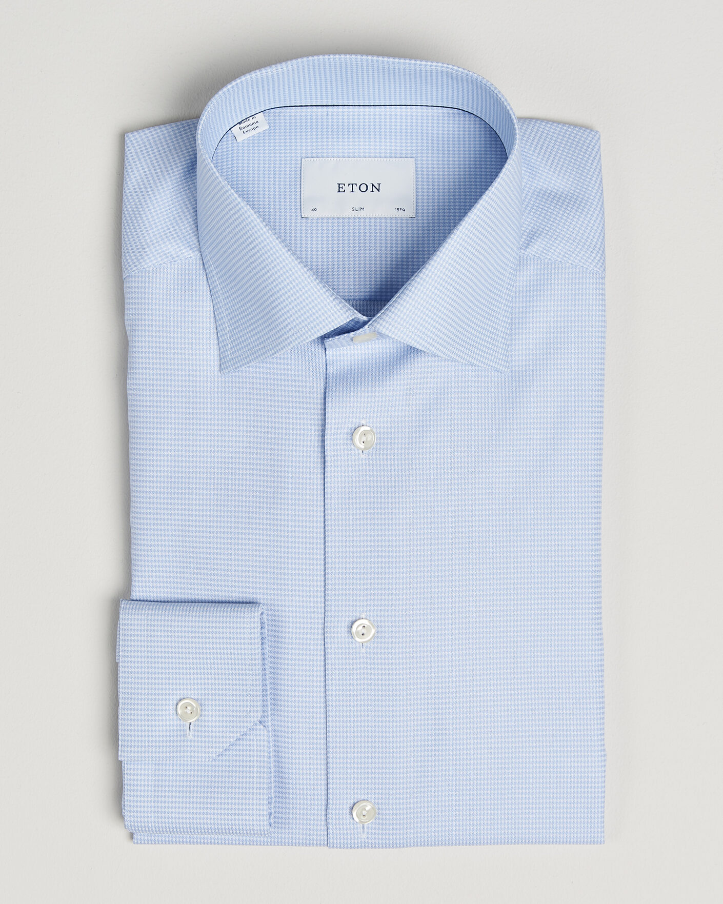 Hombres | Camisas | Eton | Slim Fit Signature Twill Houndstooth Shirt Light Blue