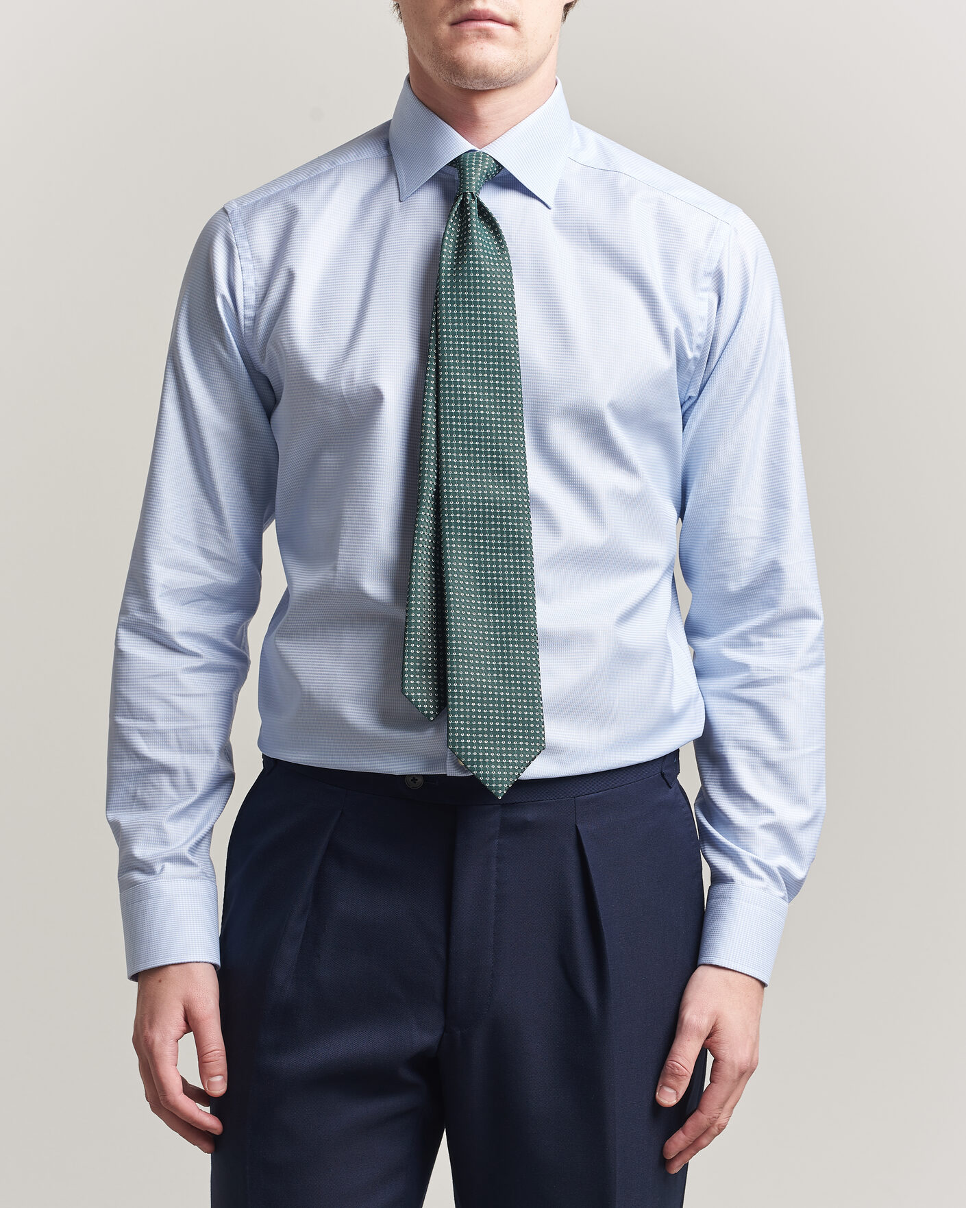 Hombres | Camisas | Eton | Slim Fit Signature Twill Houndstooth Shirt Light Blue