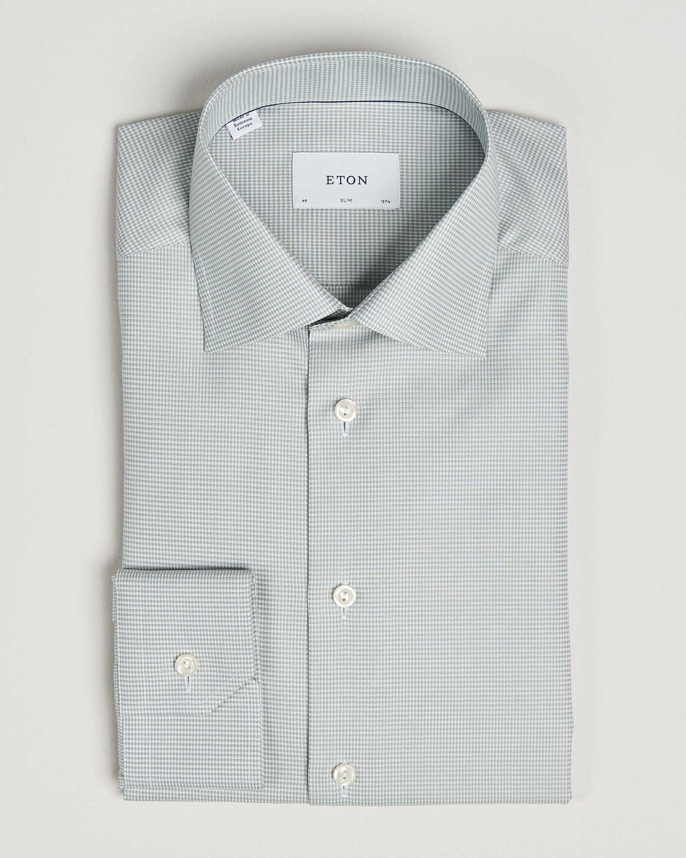 Hombres | Camisas | Eton | Slim Fit Signature Twill Houndstooth Shirt Light Green
