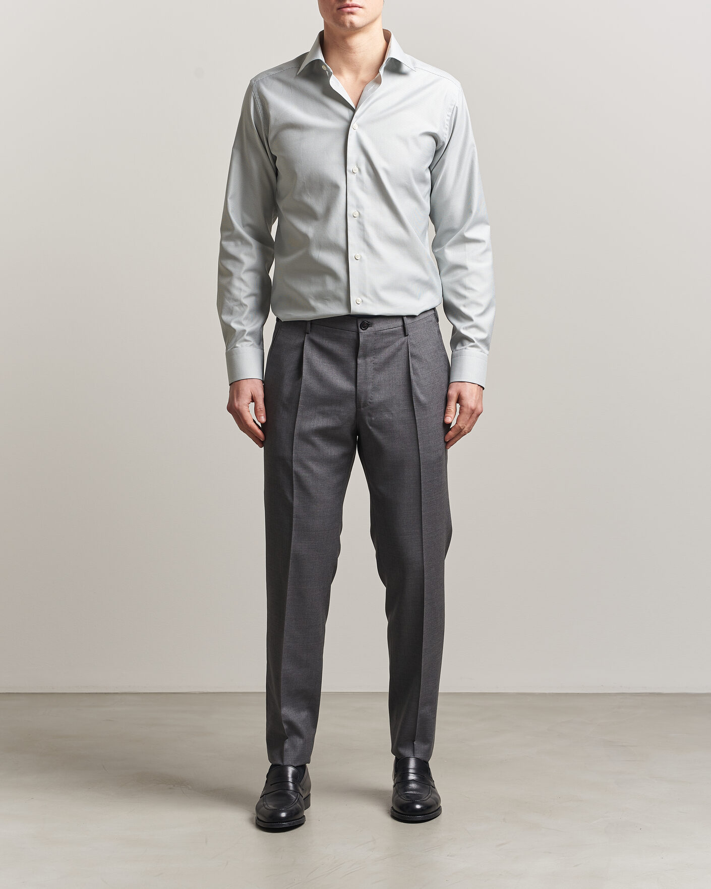 Hombres | Camisas | Eton | Slim Fit Signature Twill Houndstooth Shirt Light Green