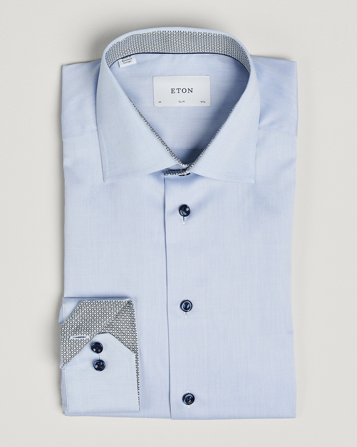 Hombres | Camisas | Eton | Slim Fit Signature Twill Contrast Shirt Light Blue