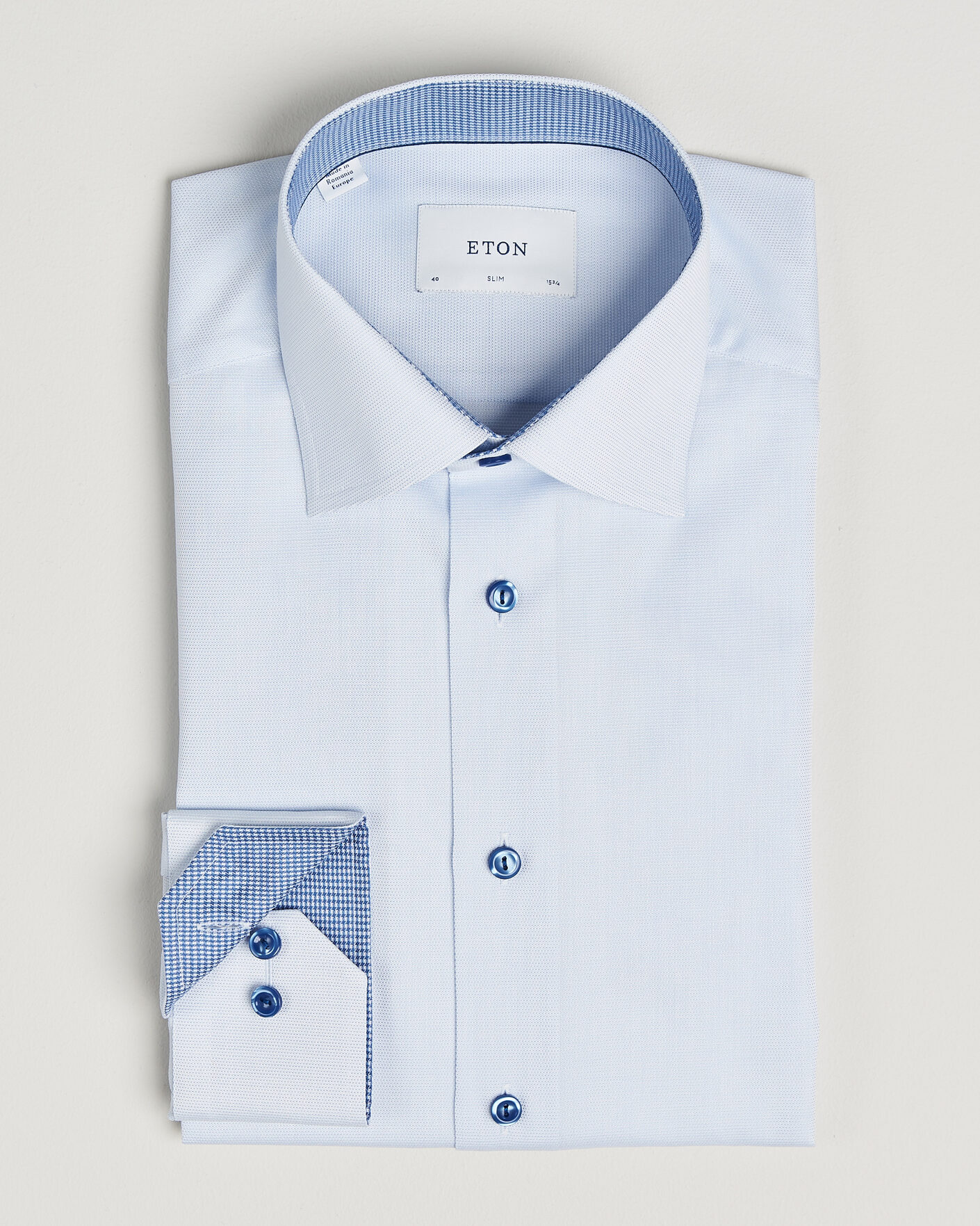 Hombres | Camisas | Eton | Slim Fit Signature Twill Contrast Shirt Light Blue