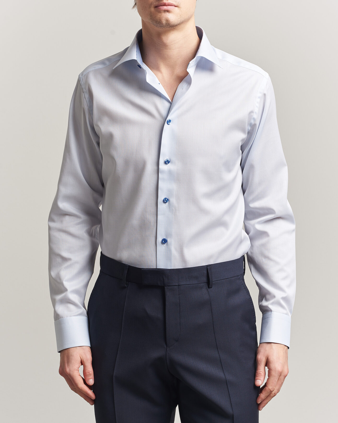 Hombres | Camisas | Eton | Slim Fit Signature Twill Contrast Shirt Light Blue