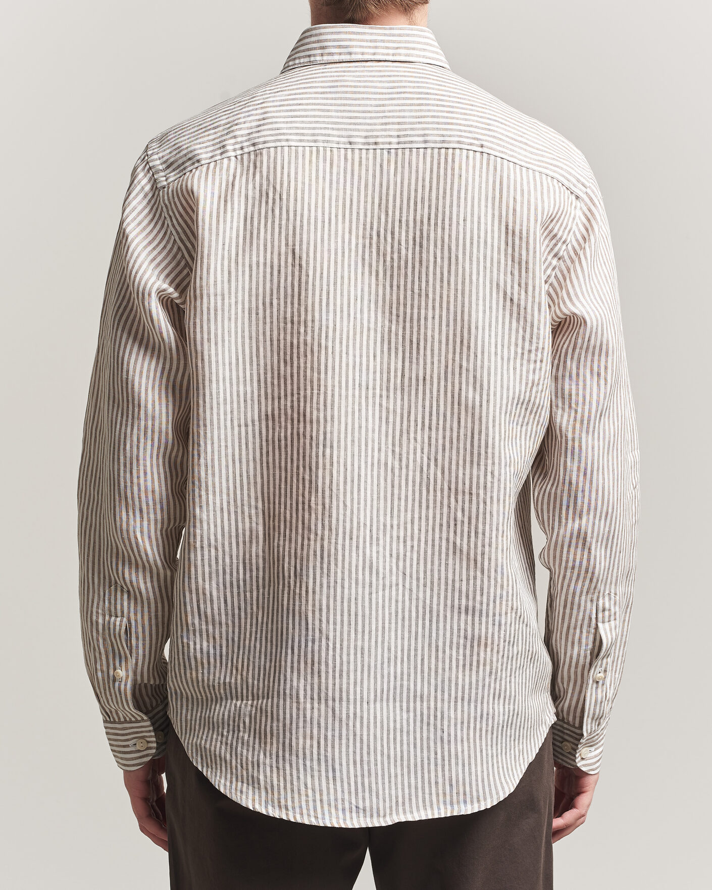 Hombres | Camisas | Eton | Casual Fit Striped Linen Shirt Beige