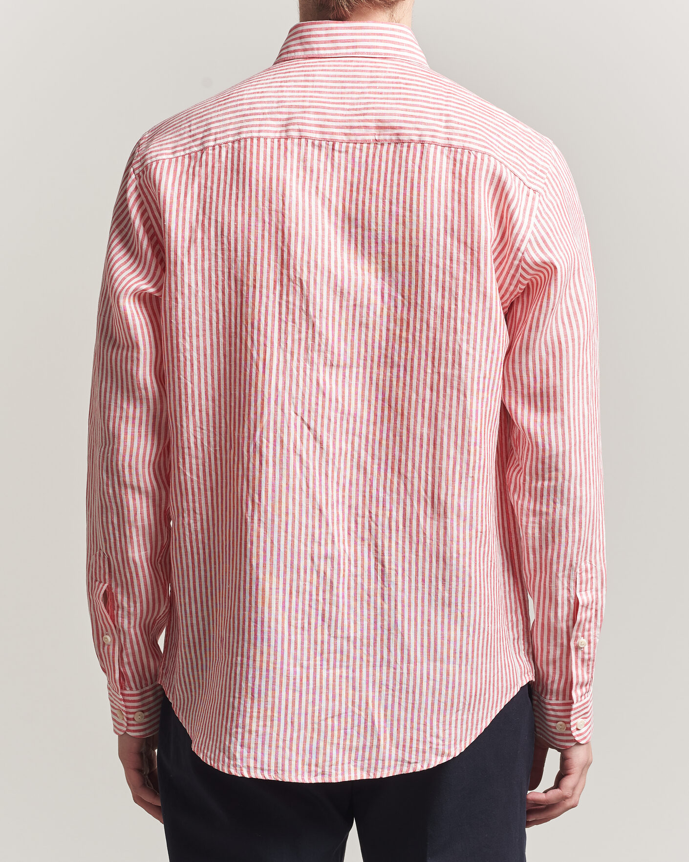 Hombres | Camisas | Eton | Casual Fit Striped Linen Shirt Red
