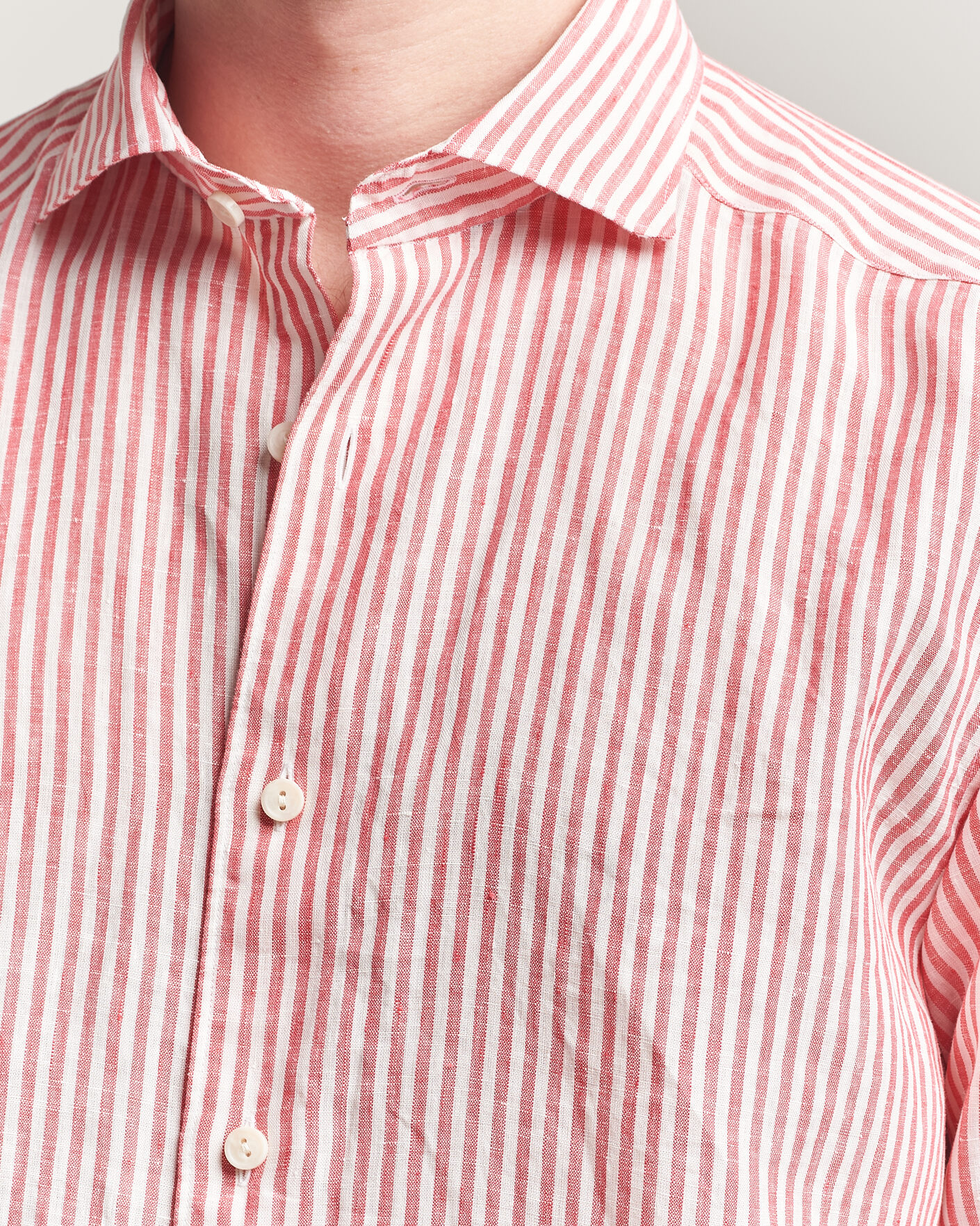 Hombres | Camisas | Eton | Casual Fit Striped Linen Shirt Red