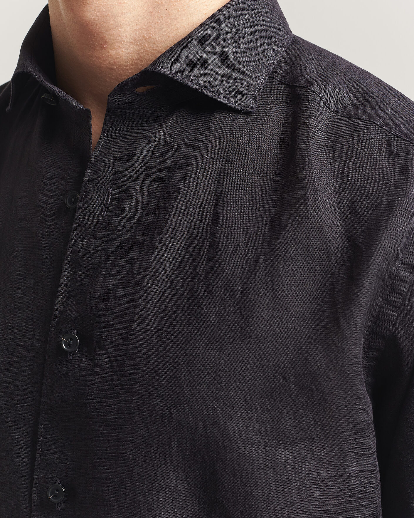 Hombres | Camisas | Eton | Casual Fit Linen Shirt Black