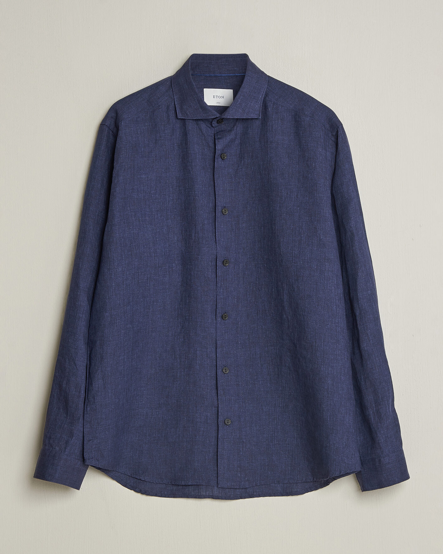 Hombres | Camisas | Eton | Casual Fit Linen Shirt Navy Blue