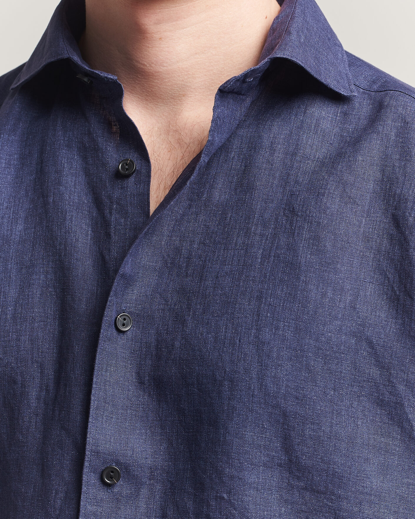 Hombres | Camisas | Eton | Casual Fit Linen Shirt Navy Blue