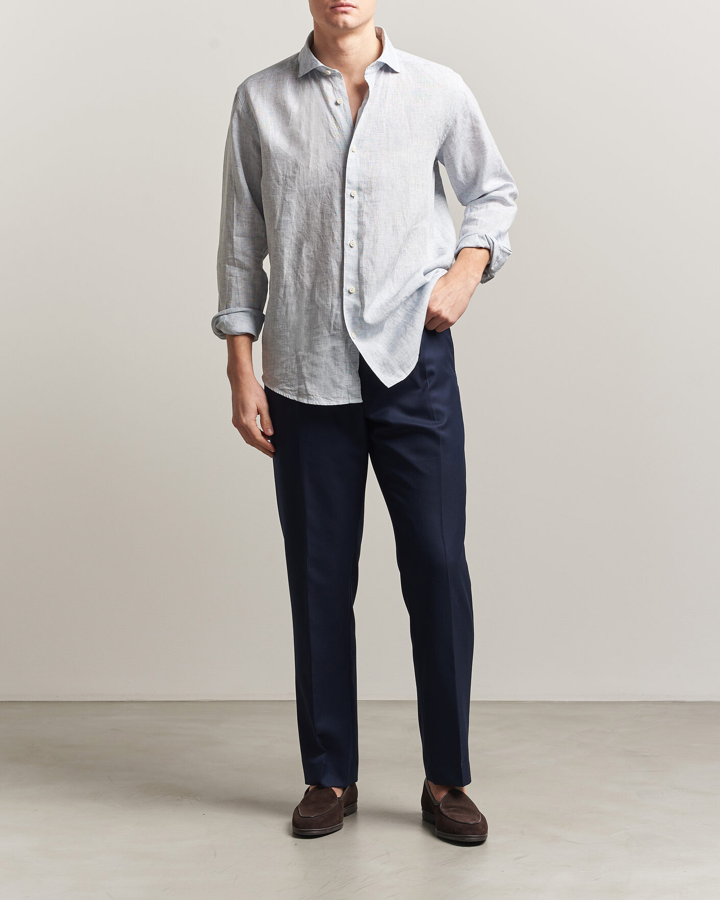 Hombres | Camisas | Eton | Casual Fit Linen Shirt Light Blue