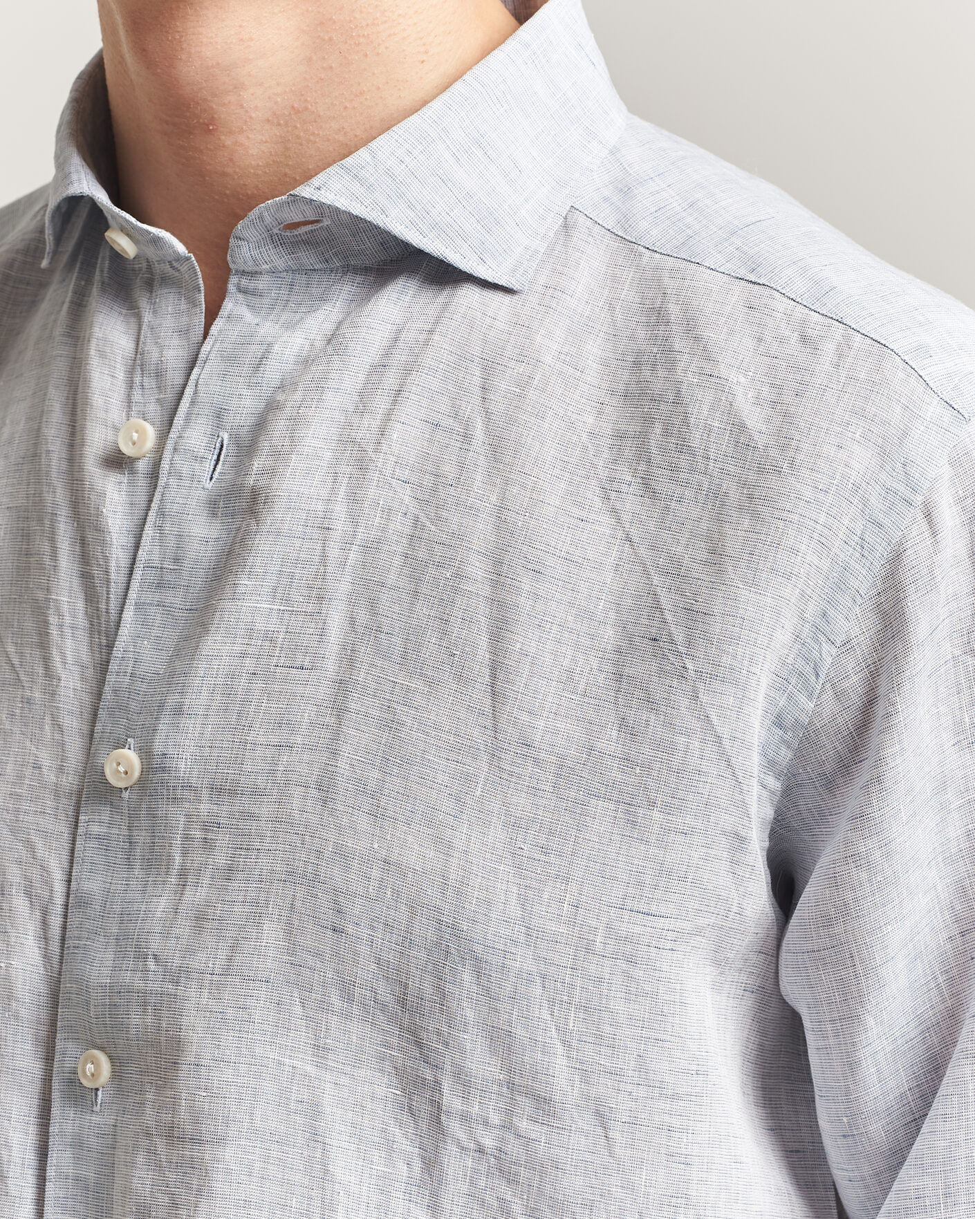 Hombres | Camisas | Eton | Casual Fit Linen Shirt Light Blue