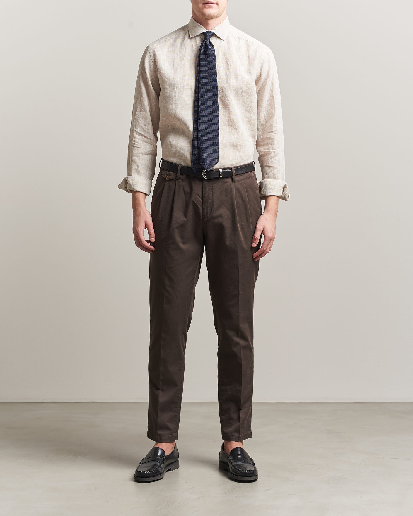 Hombres | Camisas | Eton | Casual Fit Linen Shirt Beige