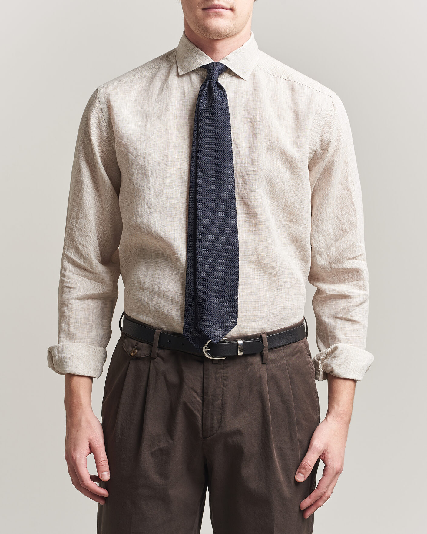 Hombres | Camisas | Eton | Casual Fit Linen Shirt Beige