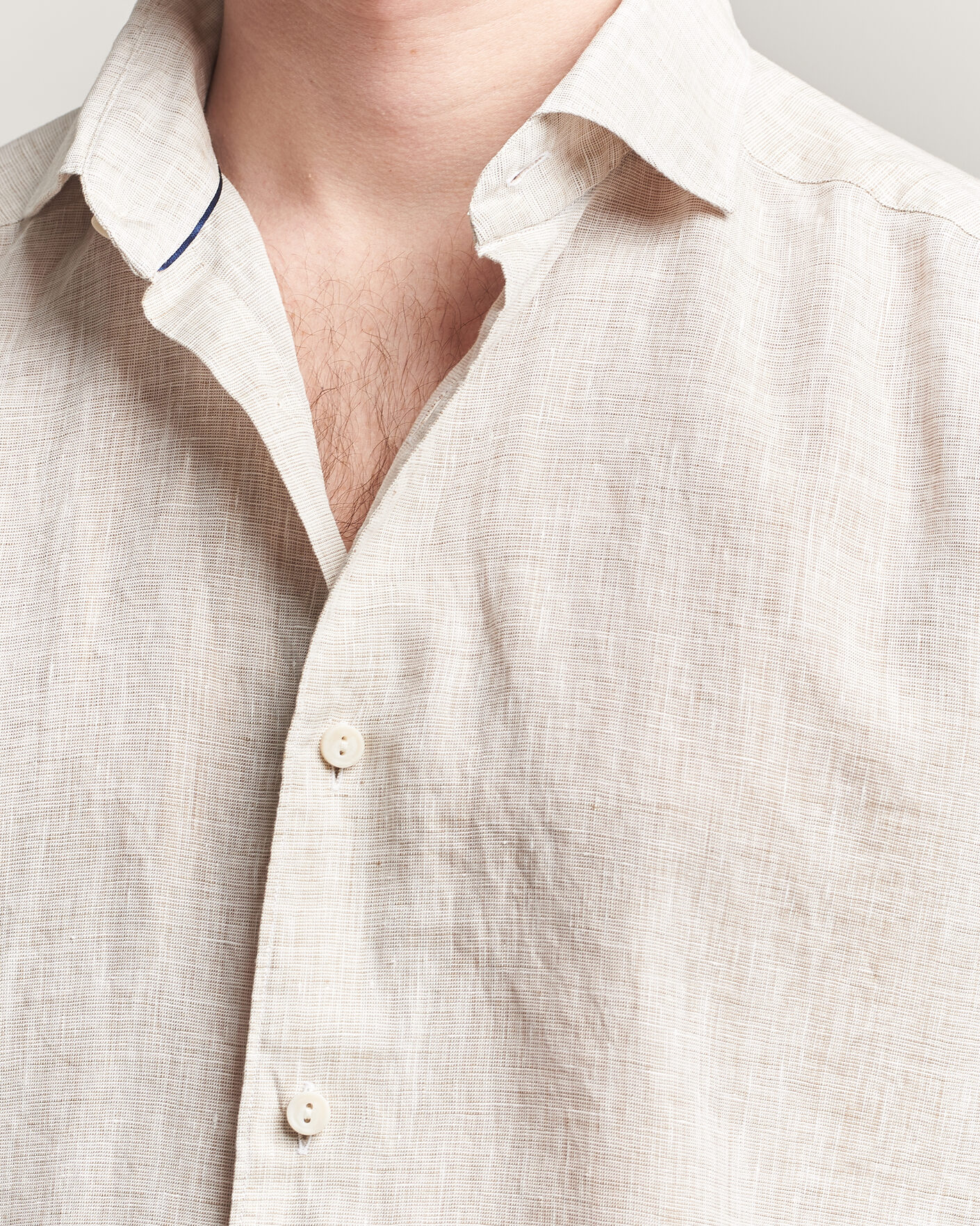 Hombres | Camisas | Eton | Casual Fit Linen Shirt Beige