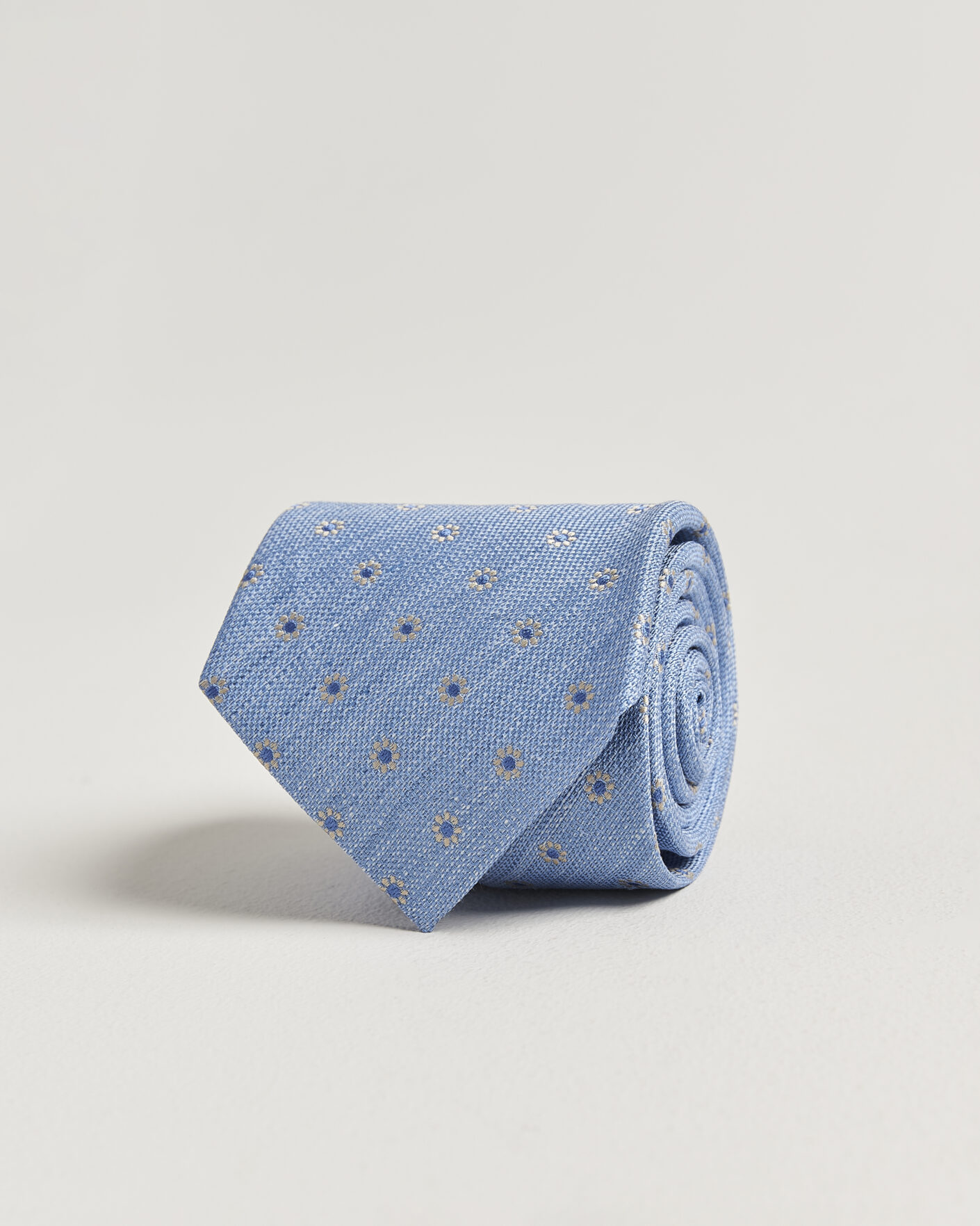 Hombres | Corbatas | Eton | Floral Linen Silk Tie Light Blue