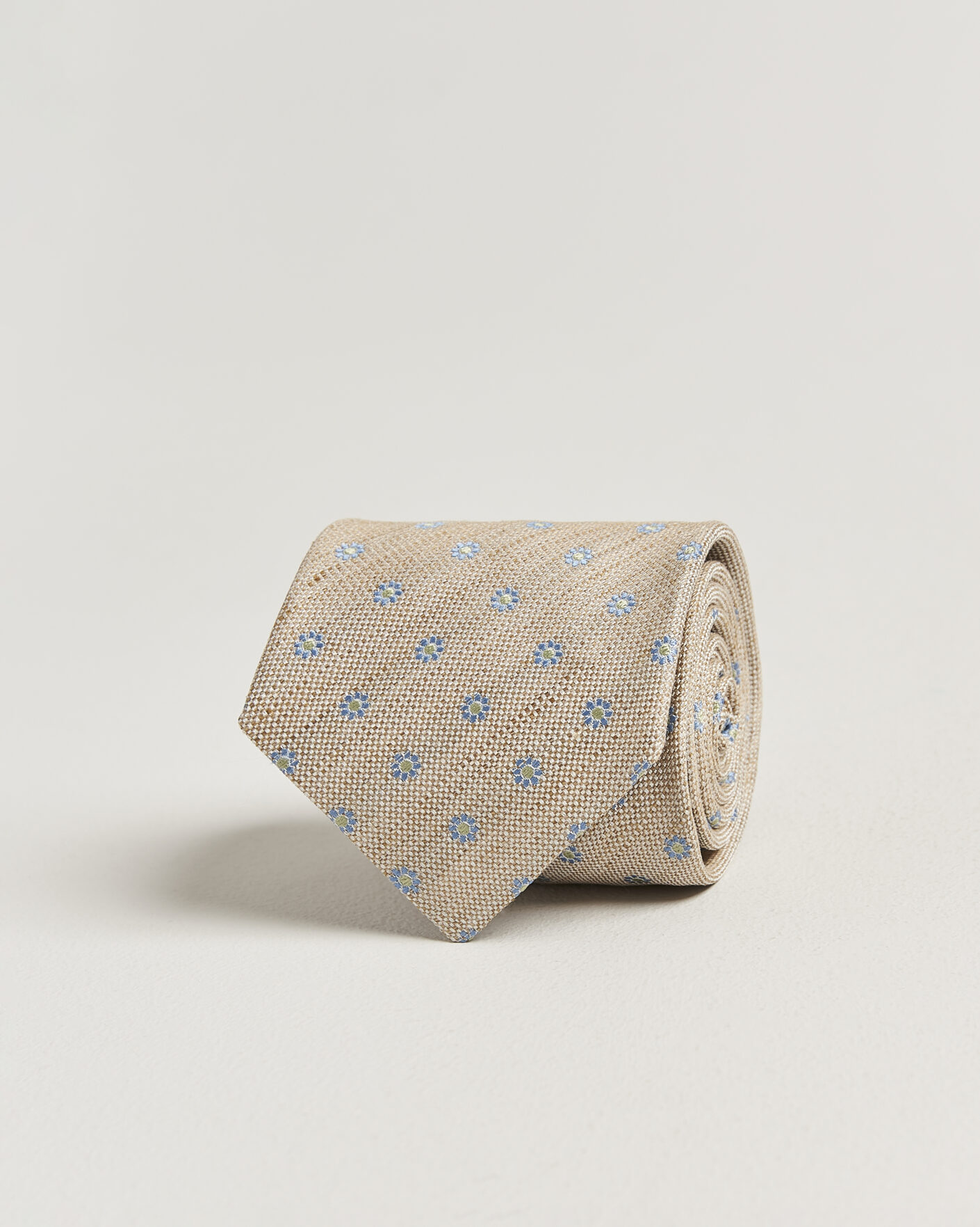 Hombres | Corbatas | Eton | Floral Linen Silk Tie Beige