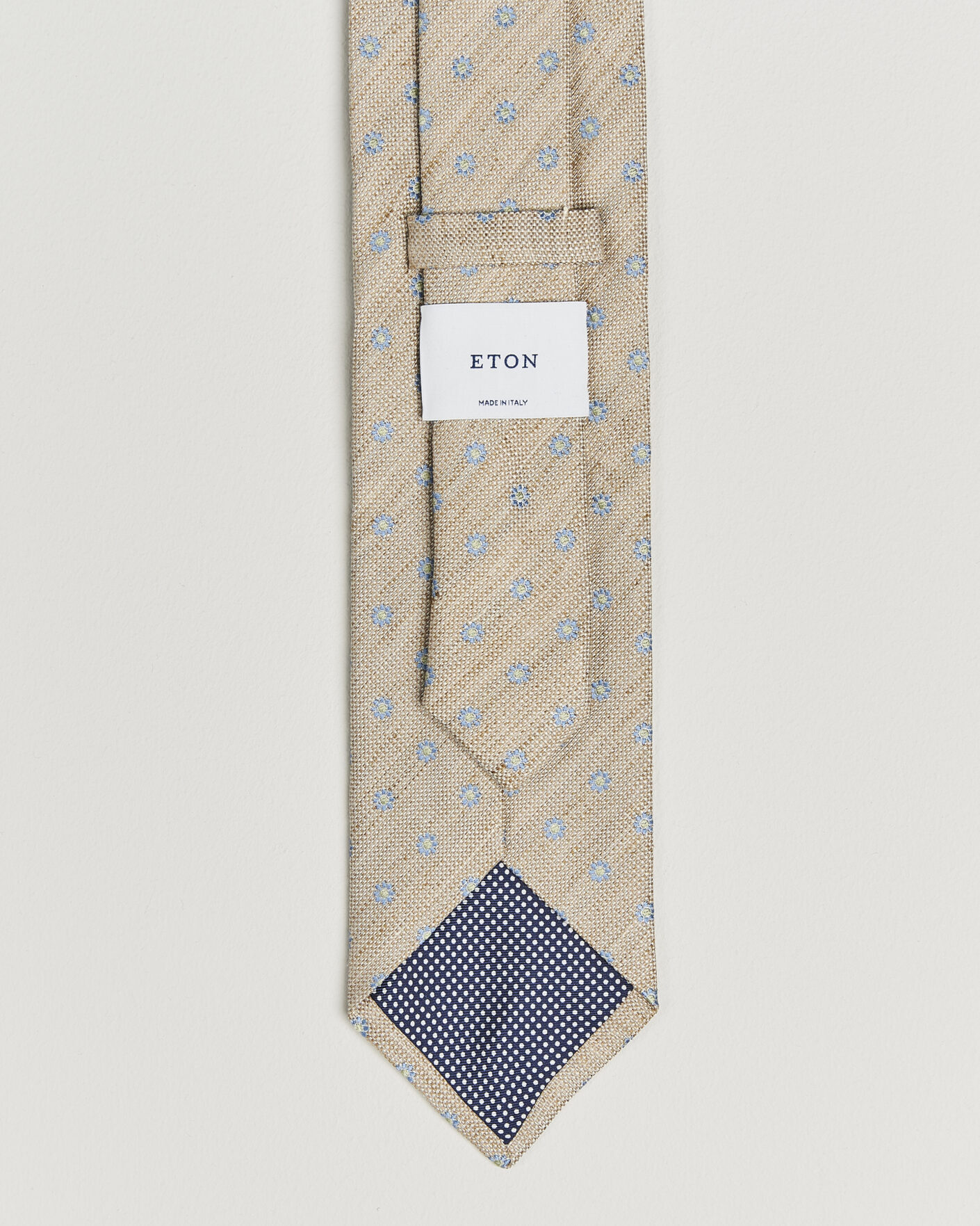 Hombres | Corbatas | Eton | Floral Linen Silk Tie Beige