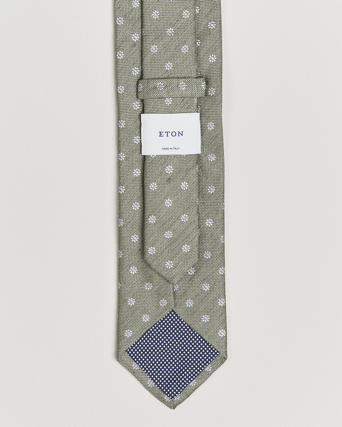 Hombres | Corbatas | Eton | Floral Linen Silk Tie Light Green