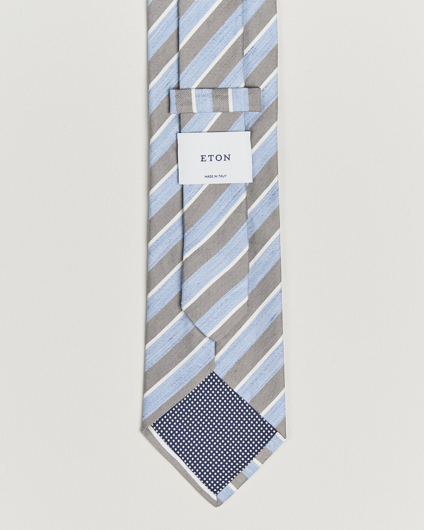 Hombres | Corbatas | Eton | Striped Linen Silk Tie Brown/Blue
