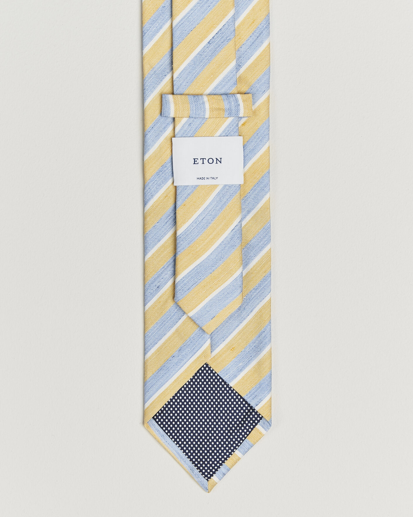 Hombres | Corbatas | Eton | Striped Linen Silk Tie Yellow/Blue