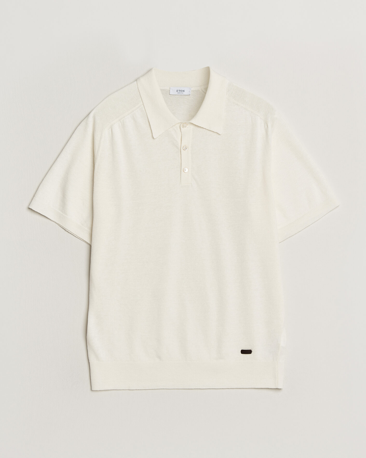 Hombres | Polos | Eton | Cotton Linen Fine Knit Polo White