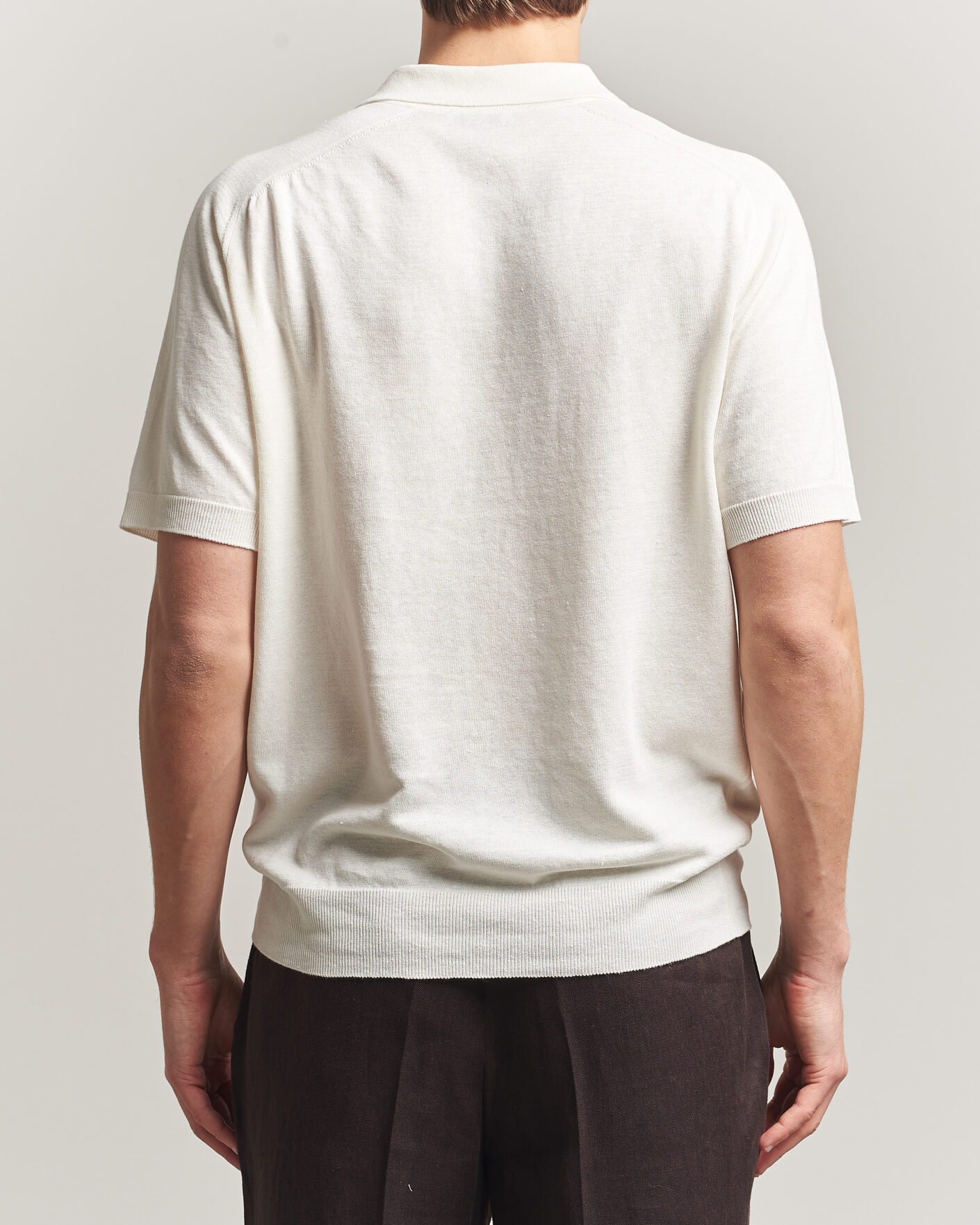 Hombres | Polos | Eton | Cotton Linen Fine Knit Polo White