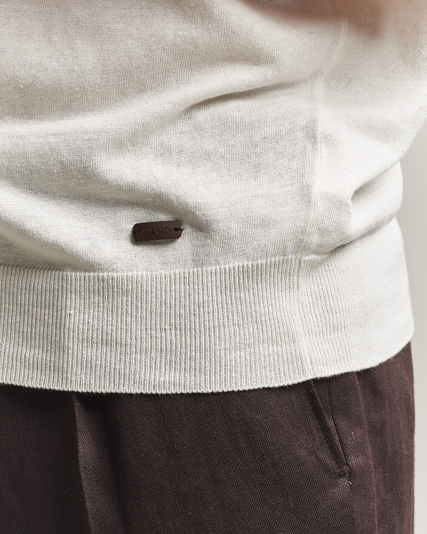 Hombres | Polos | Eton | Cotton Linen Fine Knit Polo White