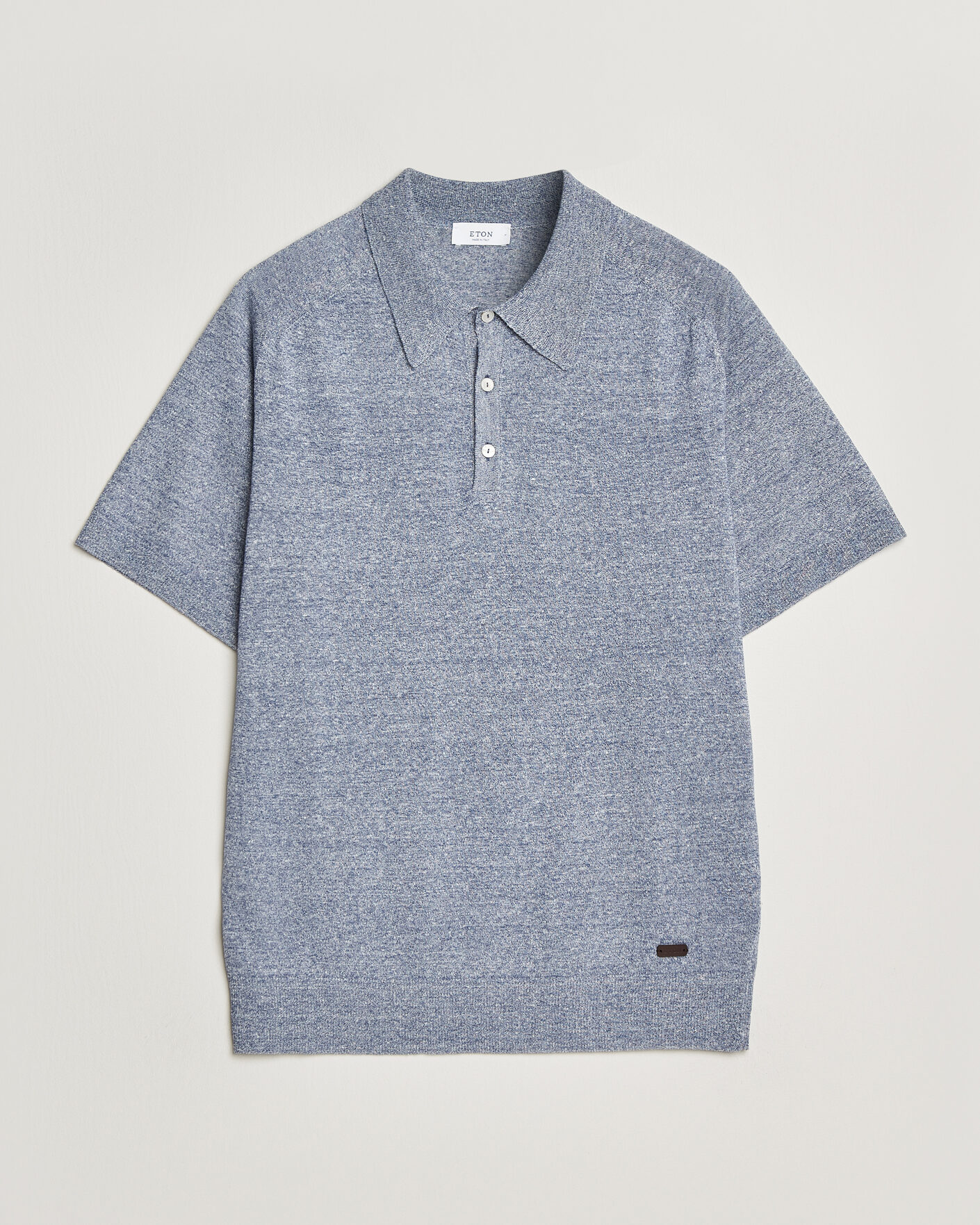 Hombres | Polos | Eton | Cotton Linen Fine Knit Polo Blue