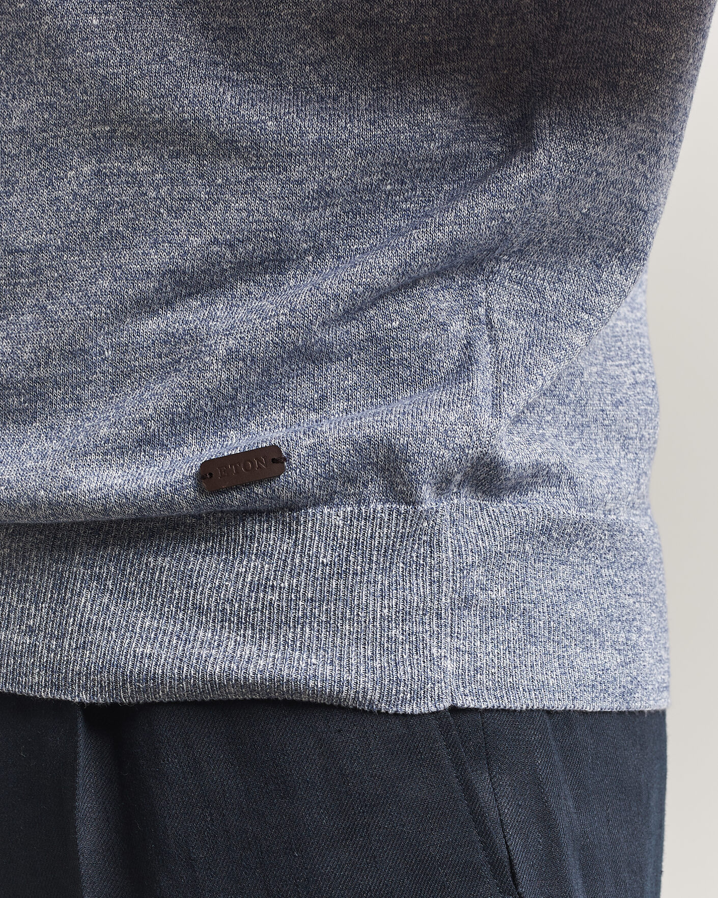 Hombres | Polos | Eton | Cotton Linen Fine Knit Polo Blue