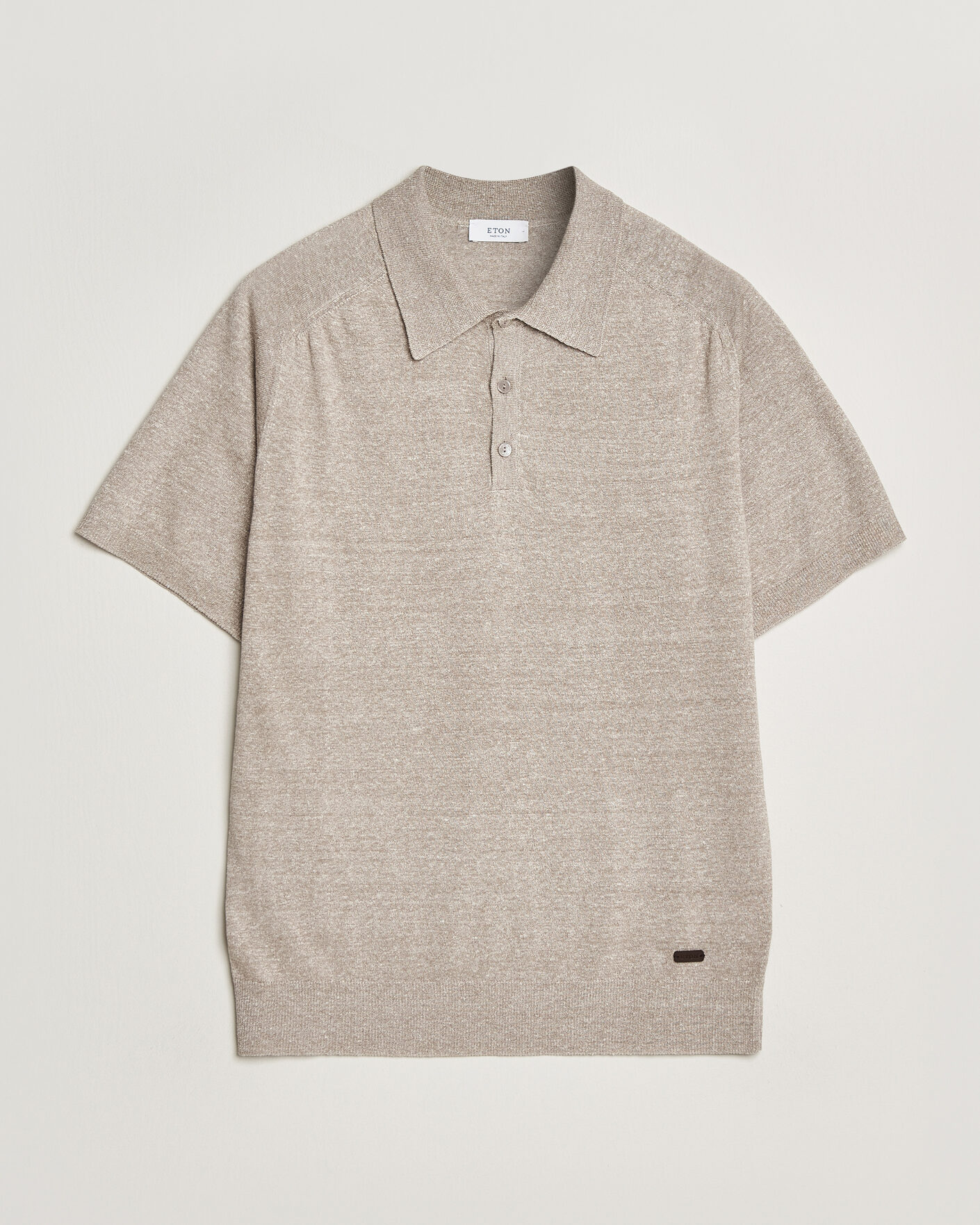 Hombres | Polos | Eton | Cotton Linen Fine Knit Polo Beige