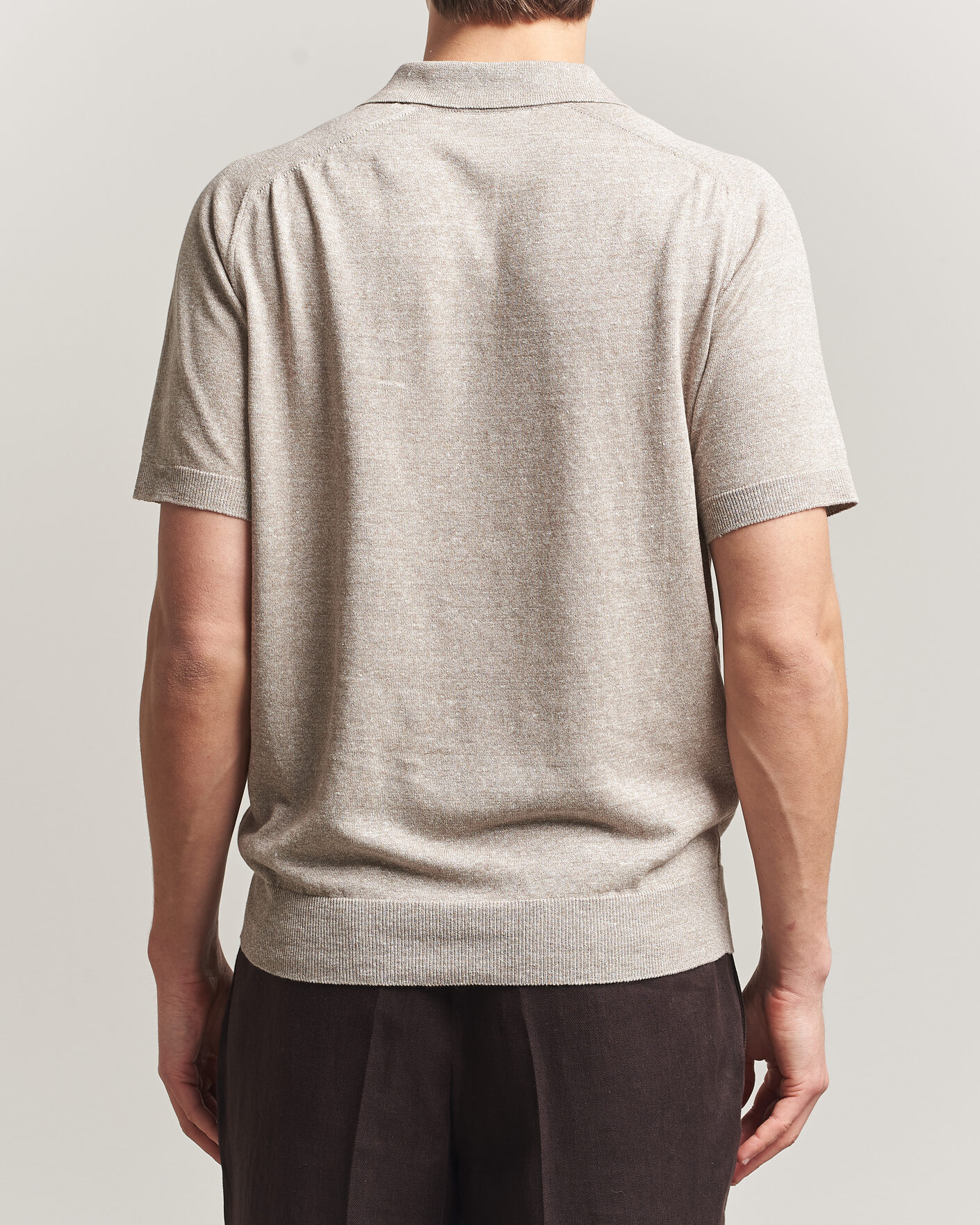 Hombres | Polos | Eton | Cotton Linen Fine Knit Polo Beige