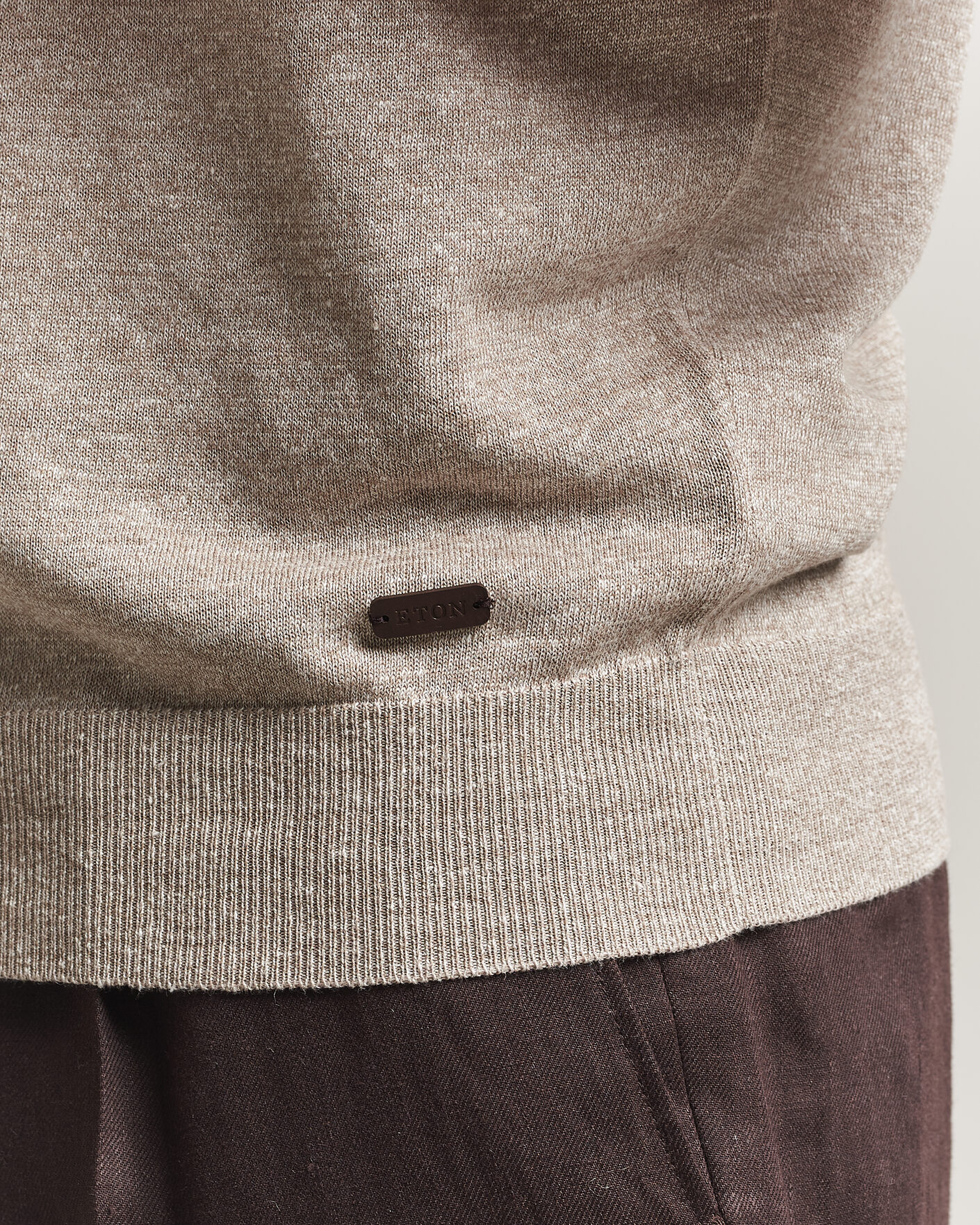 Hombres | Polos | Eton | Cotton Linen Fine Knit Polo Beige