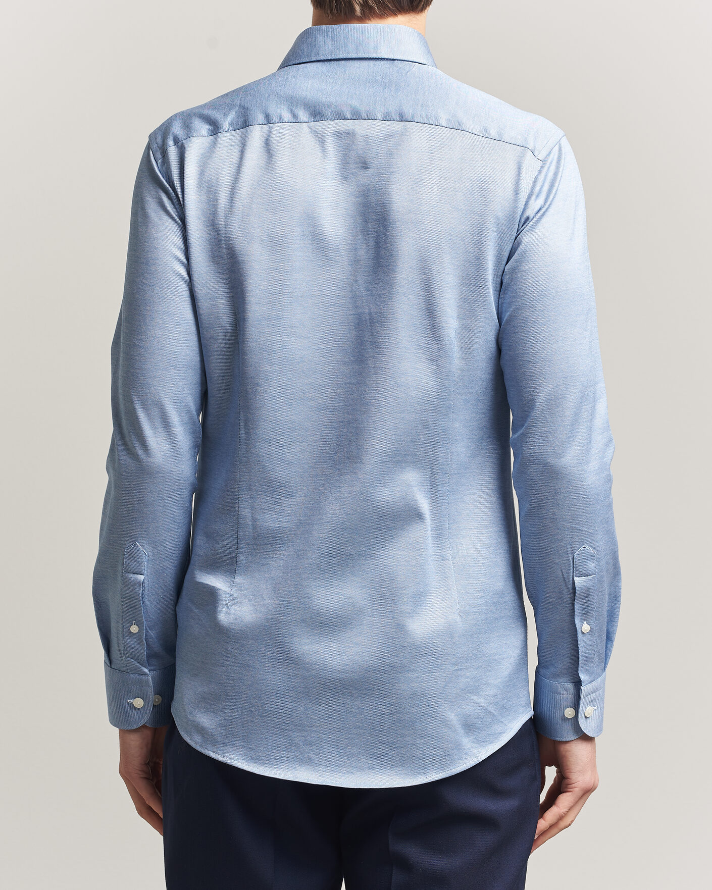 Hombres | Camisas | Eton | Filo di Scozia Knitted Shirt Light Blue