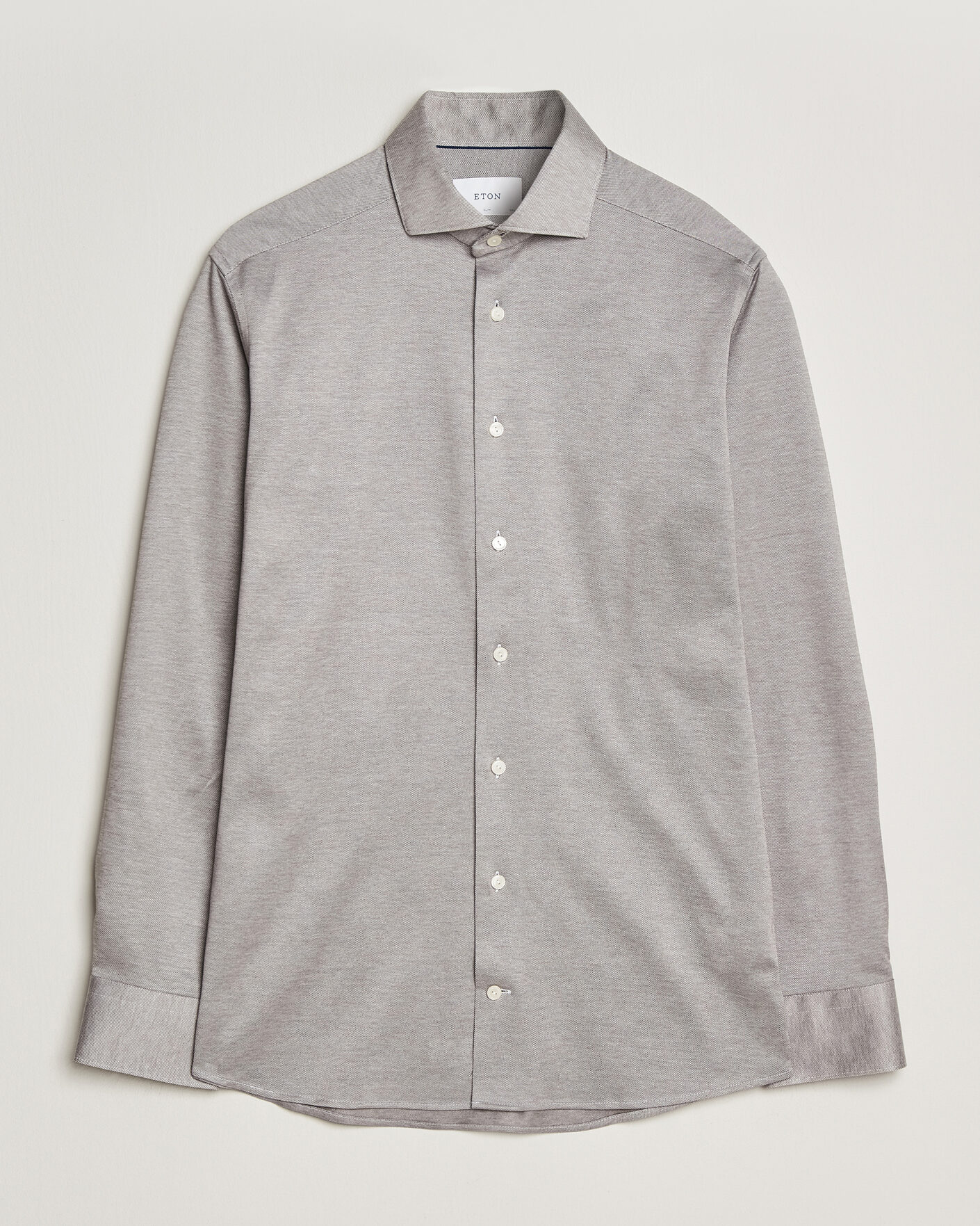 Hombres | Camisas | Eton | Filo di Scozia Knitted Shirt Brown