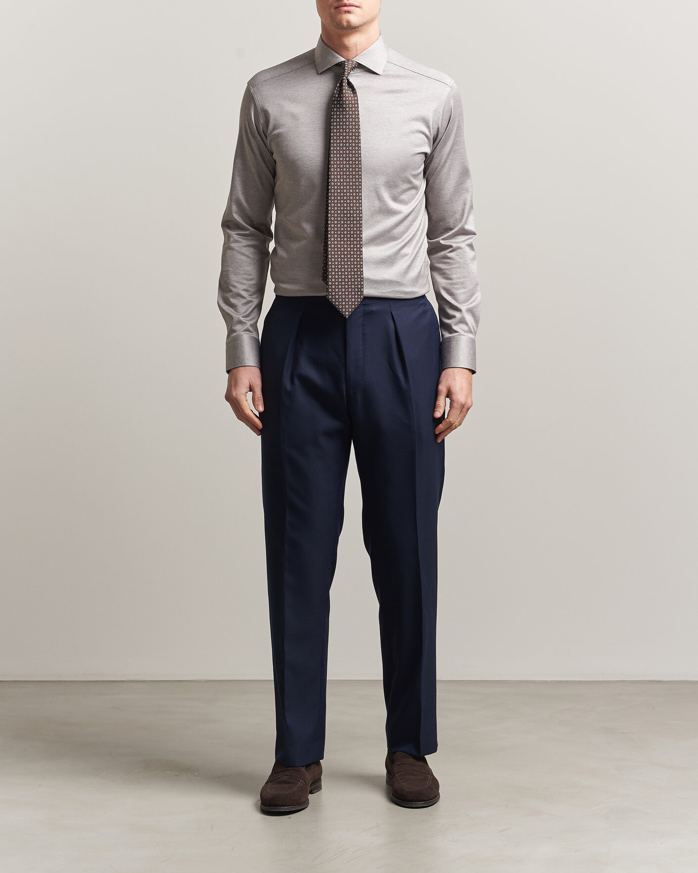 Hombres | Camisas | Eton | Filo di Scozia Knitted Shirt Brown