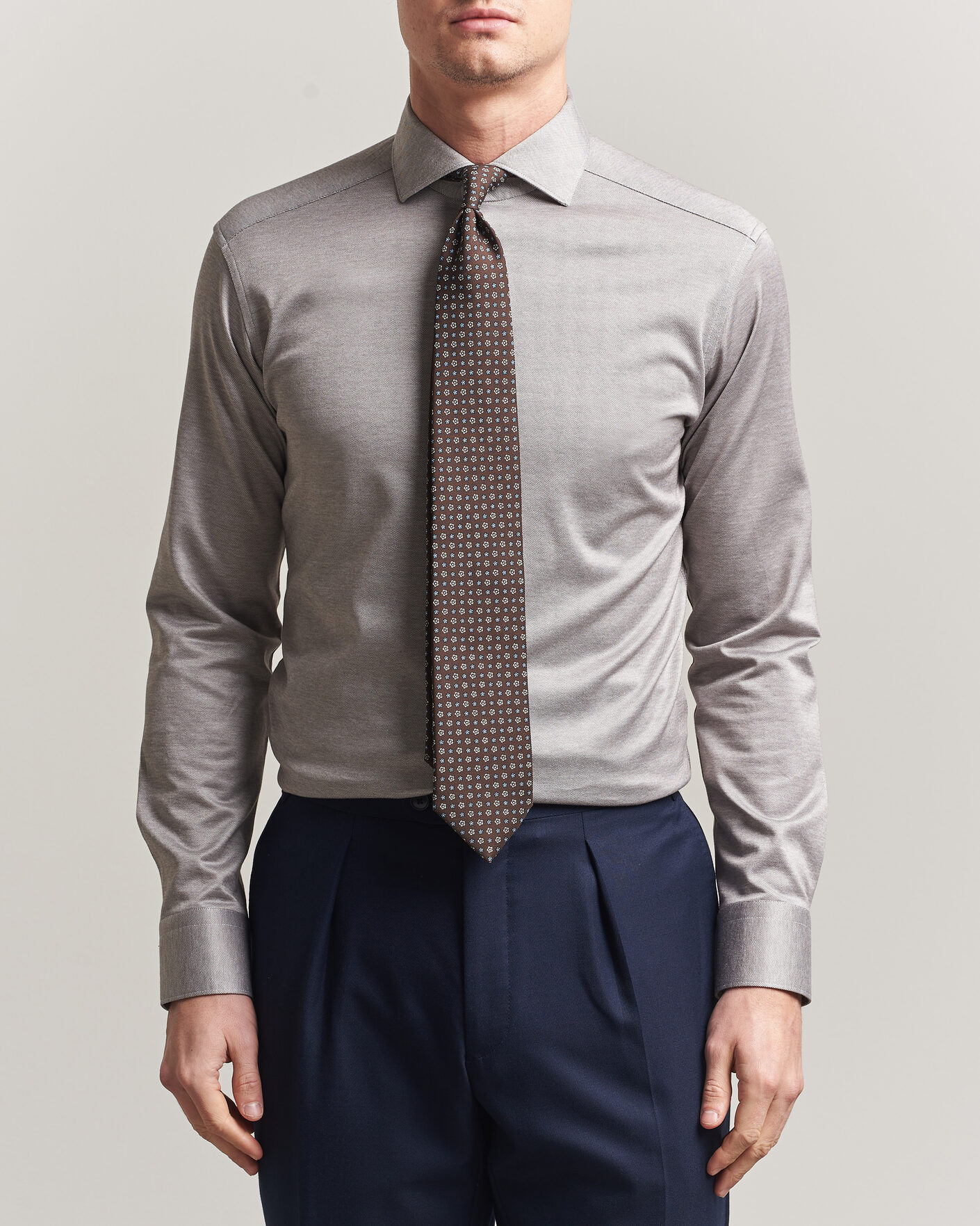 Hombres | Camisas | Eton | Filo di Scozia Knitted Shirt Brown