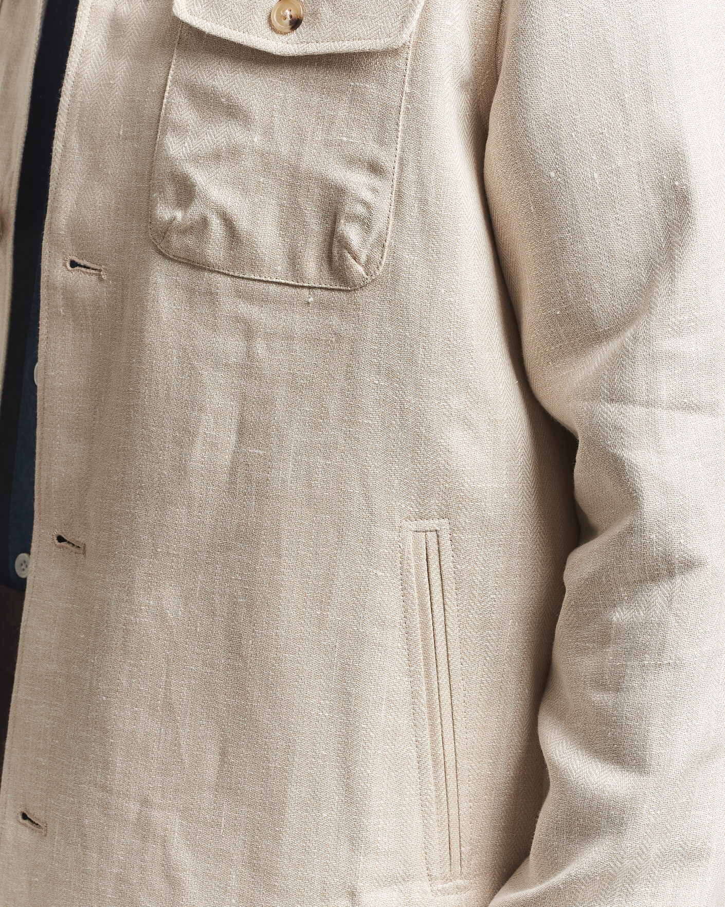 Hombres | Abrigos y chaquetas | Eton | Four Pocket Linen Lyocell Shirt Jacket Off White