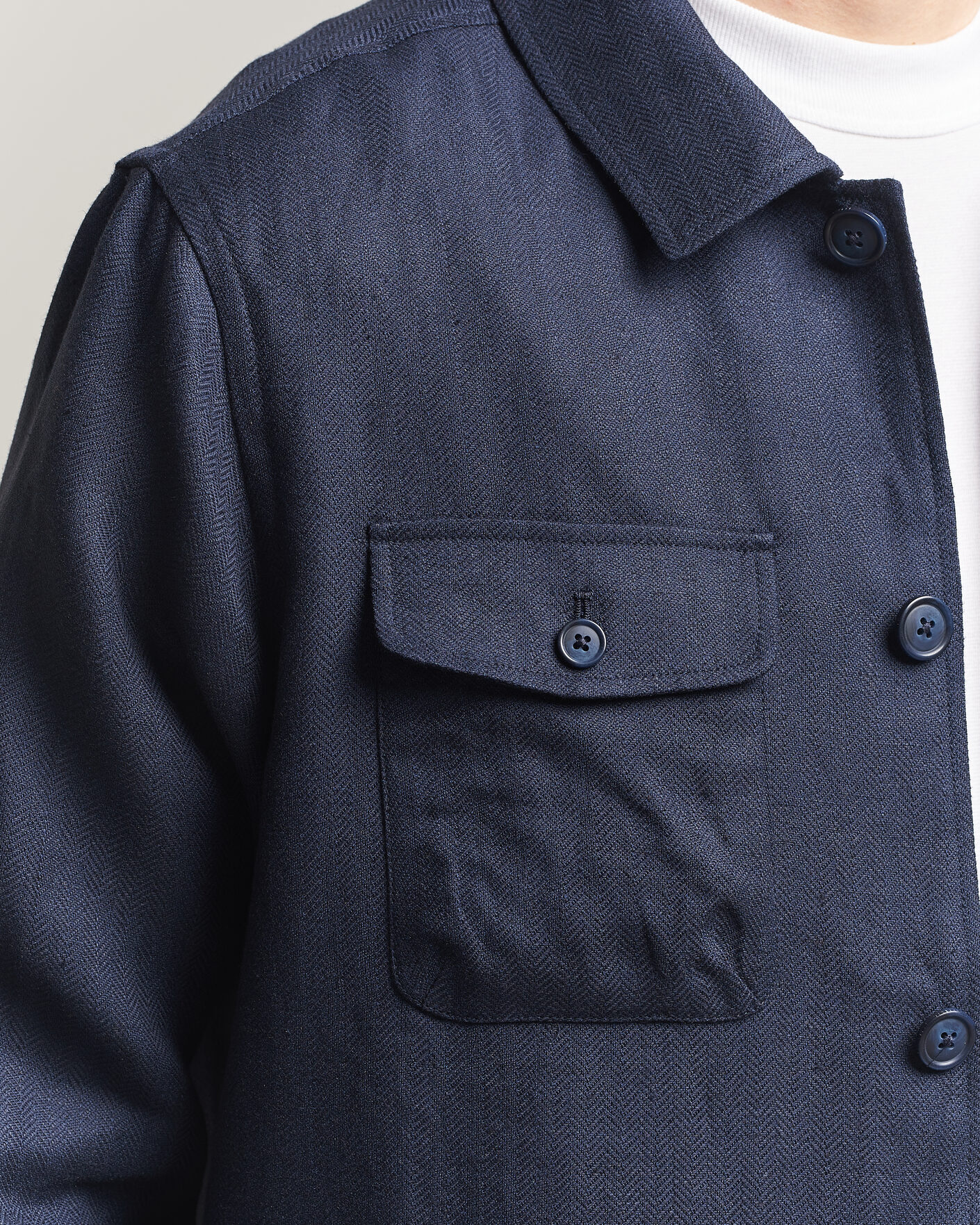 Hombres | Abrigos y chaquetas | Eton | Four Pocket Linen Lyocell Shirt Jacket Navy Blue