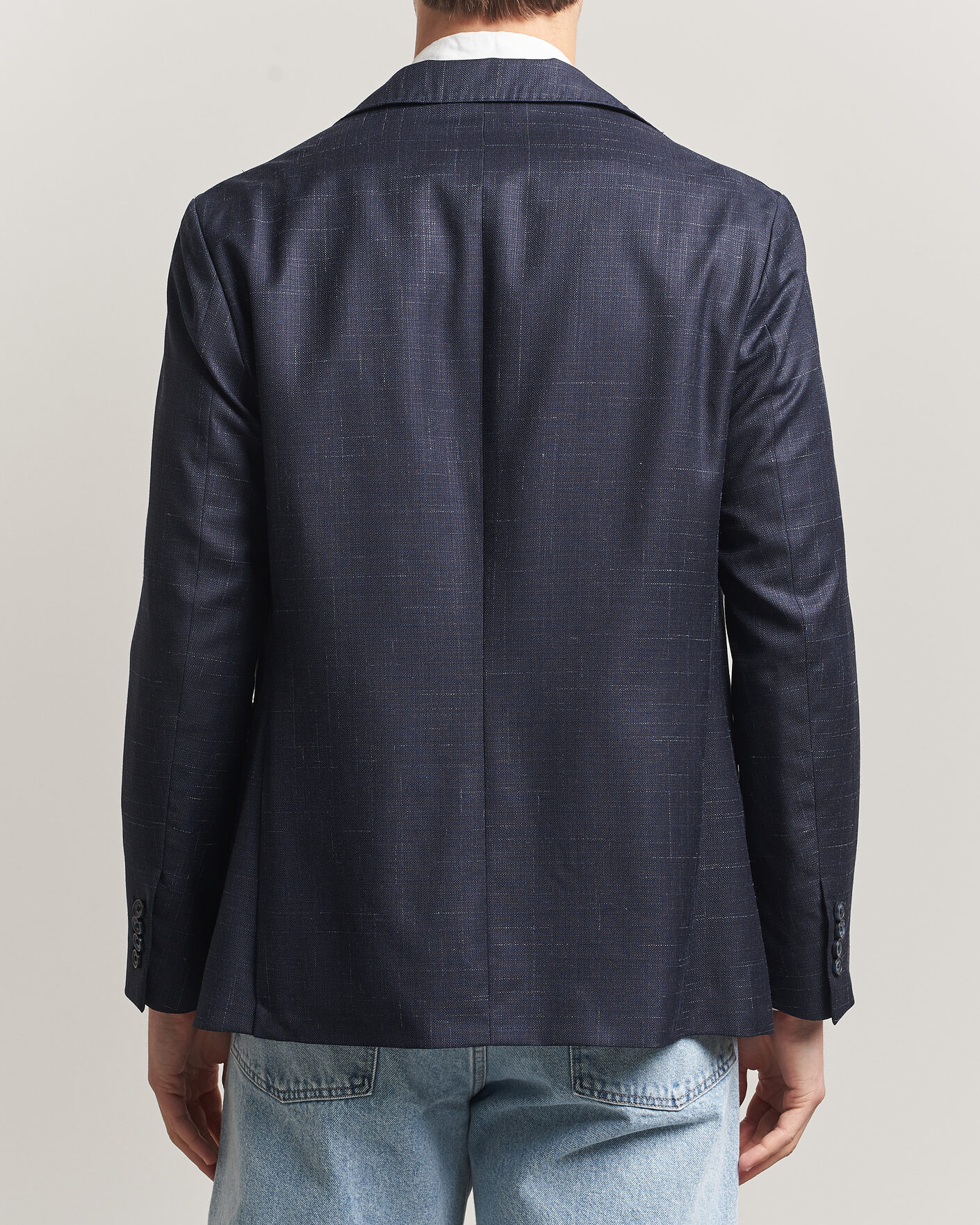Hombres | Blazers | Eton | Wool Silk Soft Blazer Navy Blue