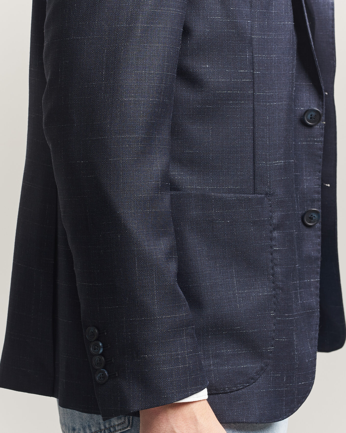Hombres | Blazers | Eton | Wool Silk Soft Blazer Navy Blue
