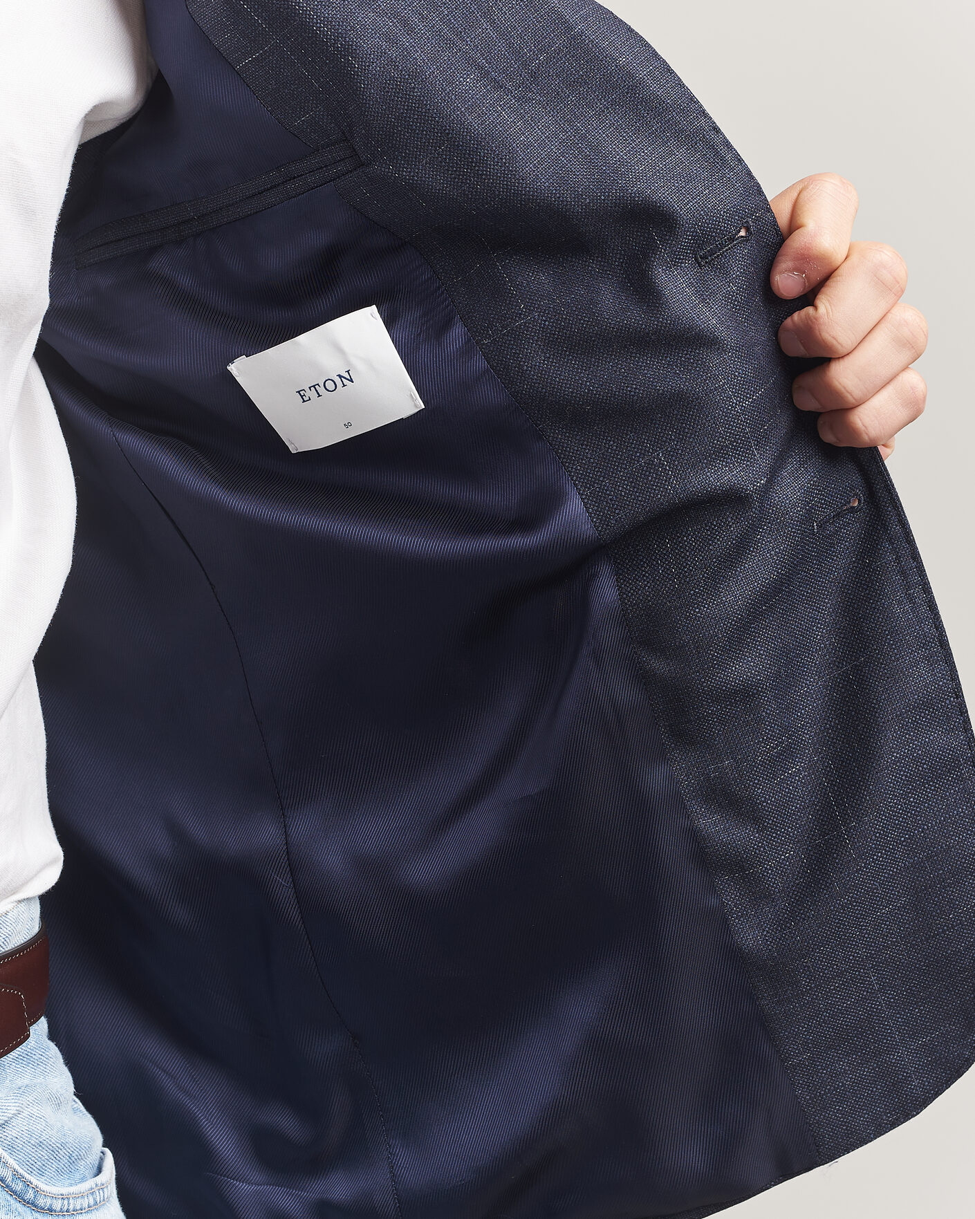 Hombres | Blazers | Eton | Wool Silk Soft Blazer Navy Blue