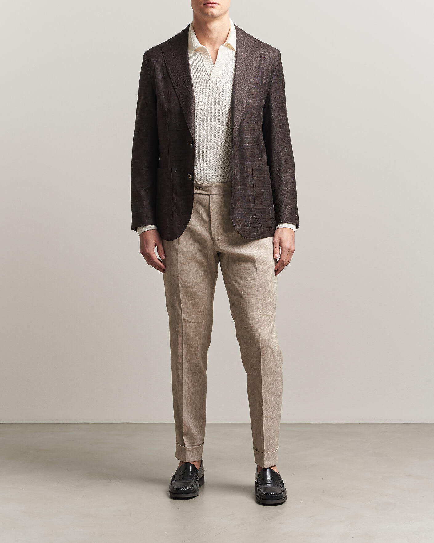 Hombres | Blazers | Eton | Wool Silk Soft Blazer Dark Brown