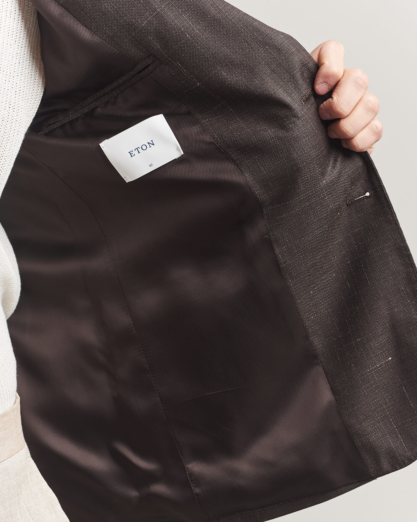 Hombres | Blazers | Eton | Wool Silk Soft Blazer Dark Brown
